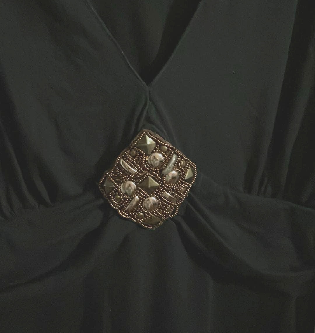 Women Black Top Design Middle - Size 1X - photo 2