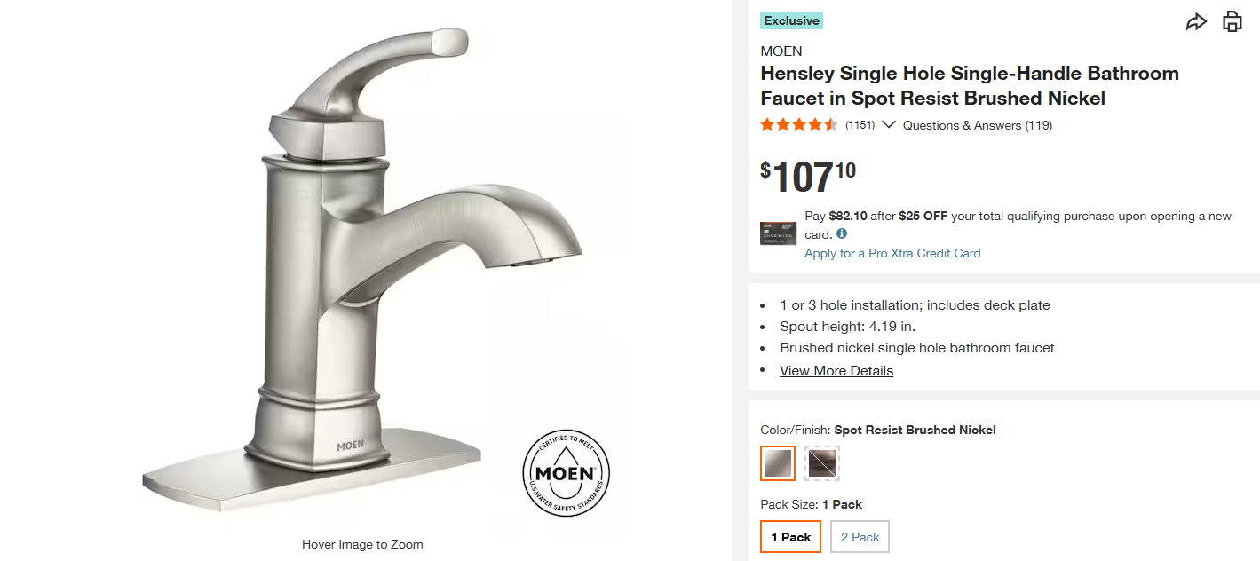 MOEN Hensley Single Hole Single-Handle Bathroom Faucet - photo 2