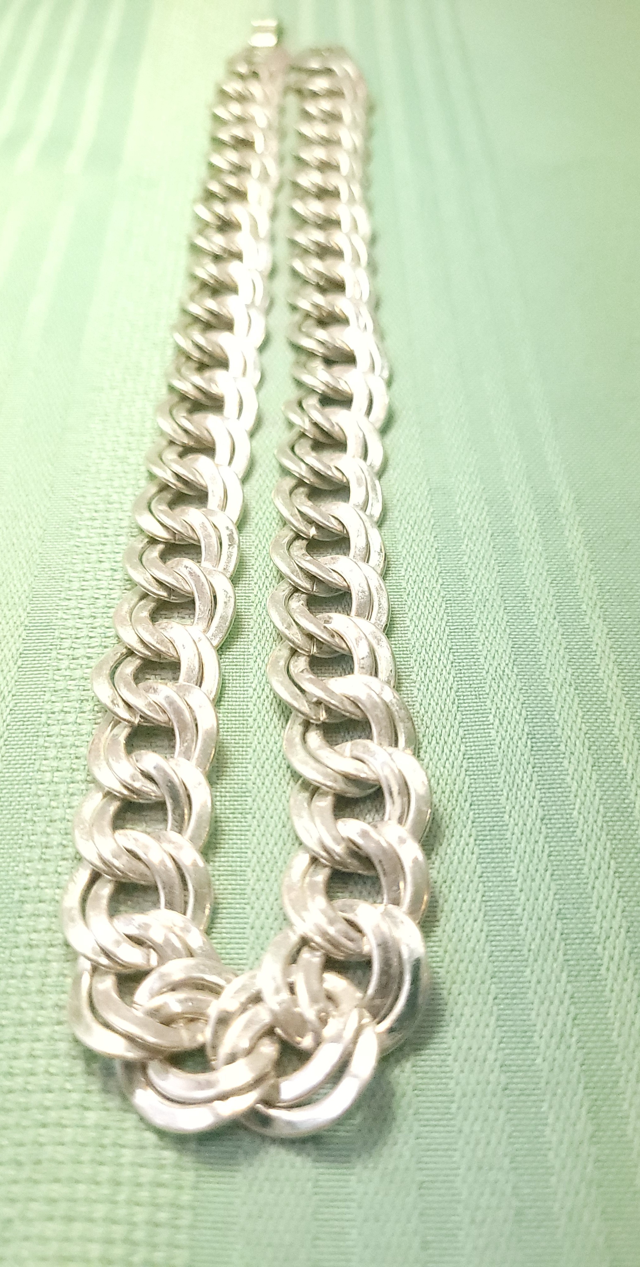 1970s Silver Tone Chunky Double Link Chain Necklace 18" Heavy - photo 5