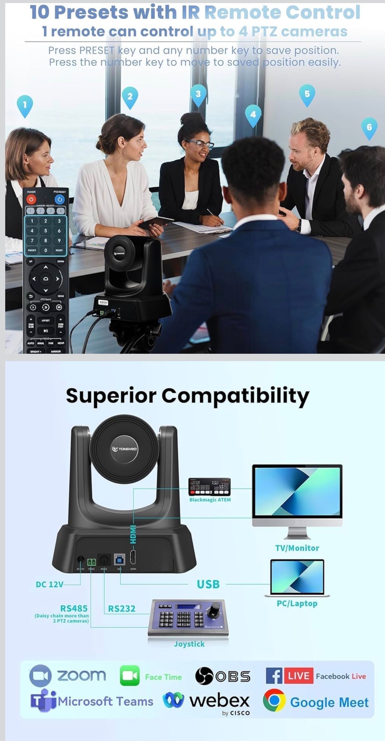 Video Conference Camera USB/HDMI PTZ 20X Optical Zoom 1080P/60fp - photo 2