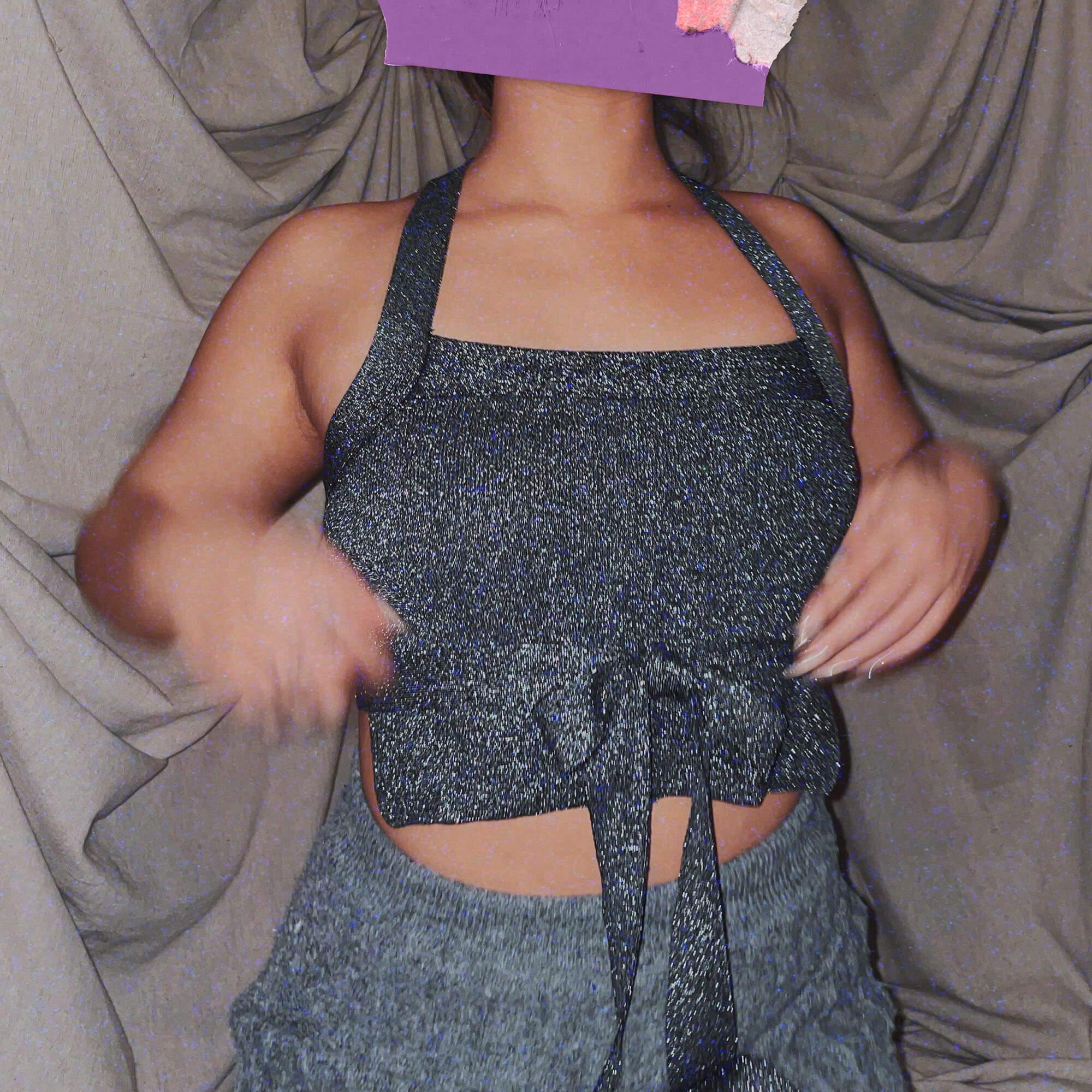 wilfred grey sparkle halter crop top tank shirt