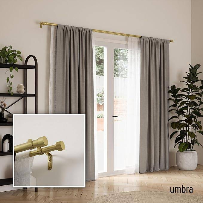 Umbra Gold CAPPA Double Extendable Curtain Rod, 66-120"
