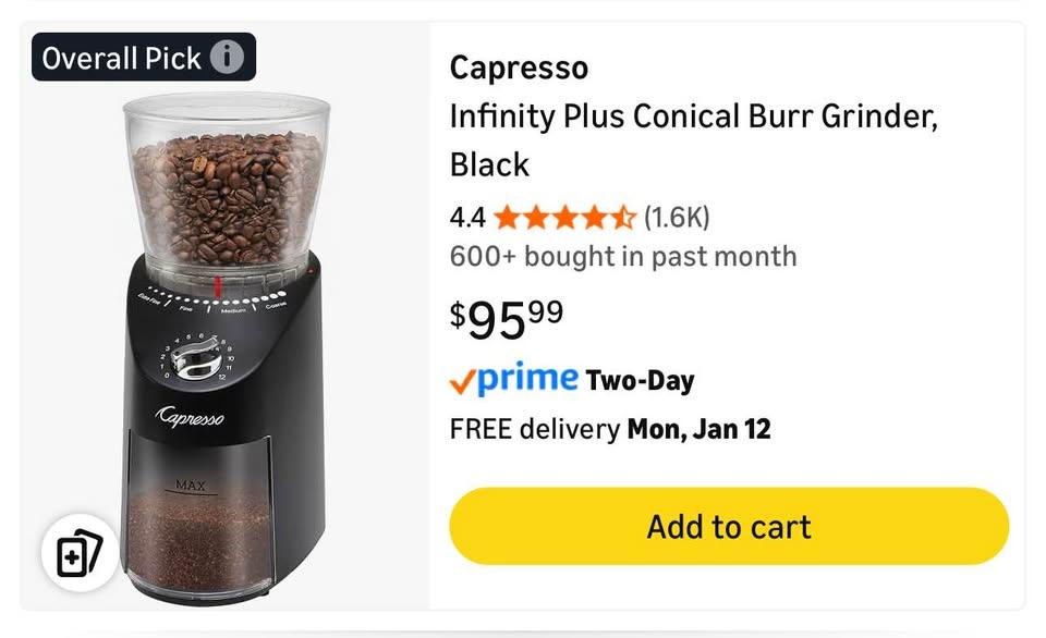 Capresso Infinity Plus Conical Burr Grinder, Black - NEW - photo 2