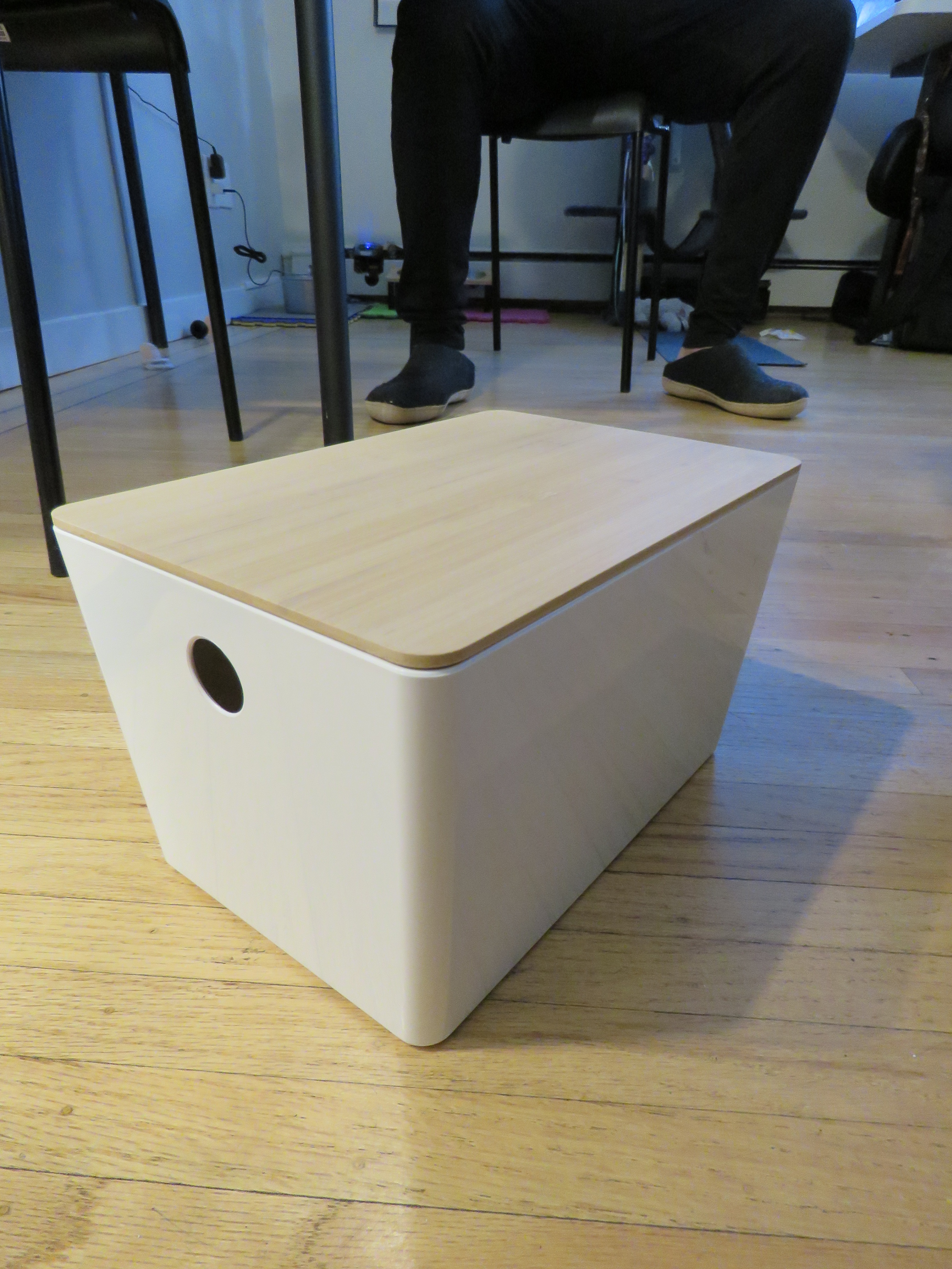 IKEA White Storage Box with Wooden Lid - photo 2