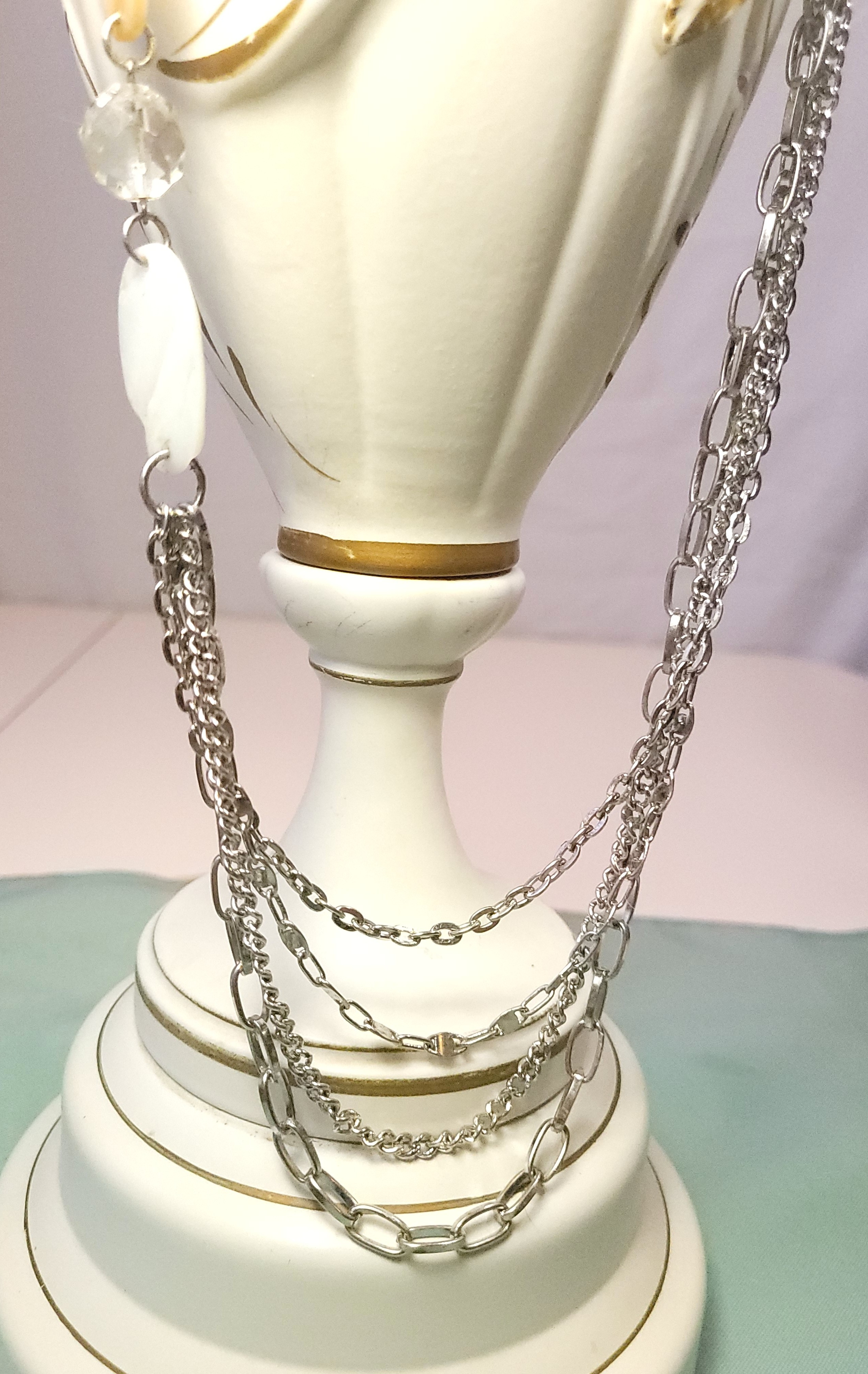 Vintage 4-Strand Silver Tone Statement Necklace 37" - photo 2
