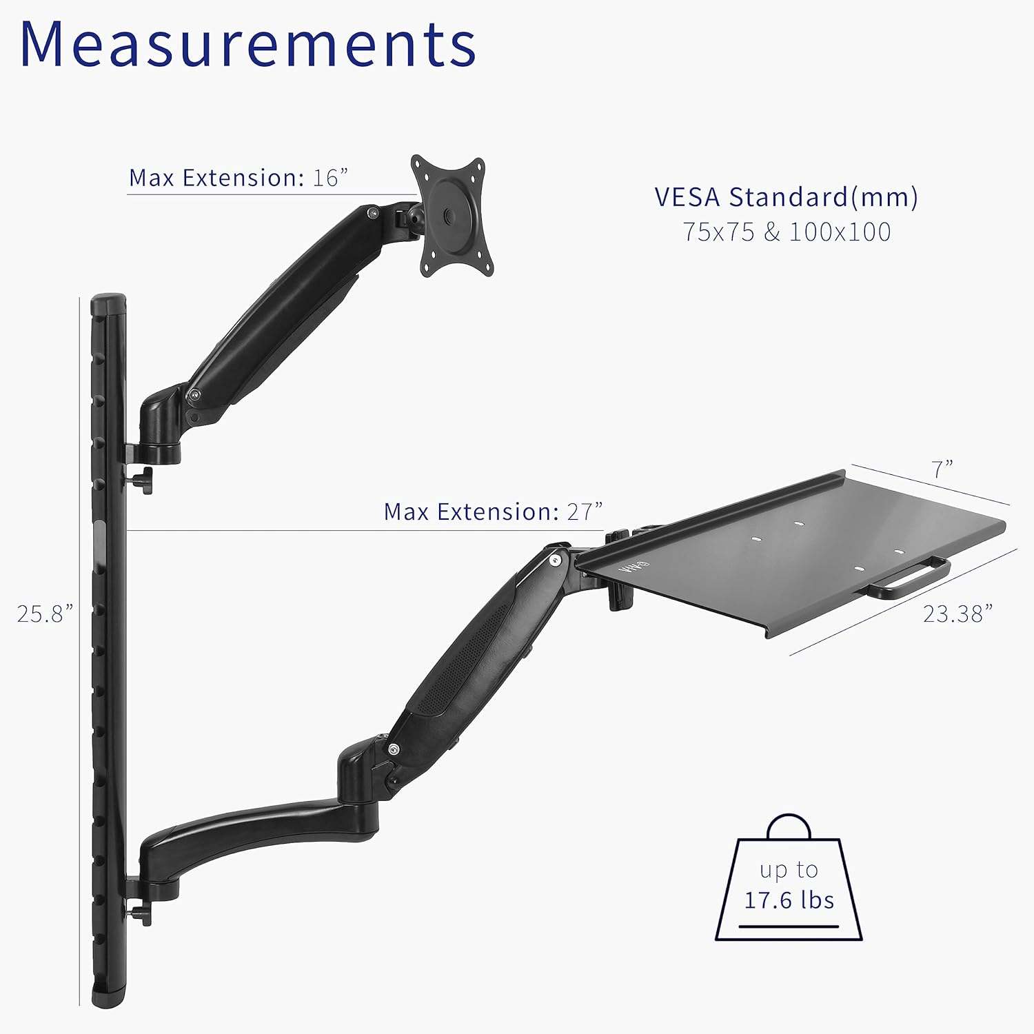 New VIVO Sit-Stand Wall Mount Monitor and Keyboard Workstation - photo 5