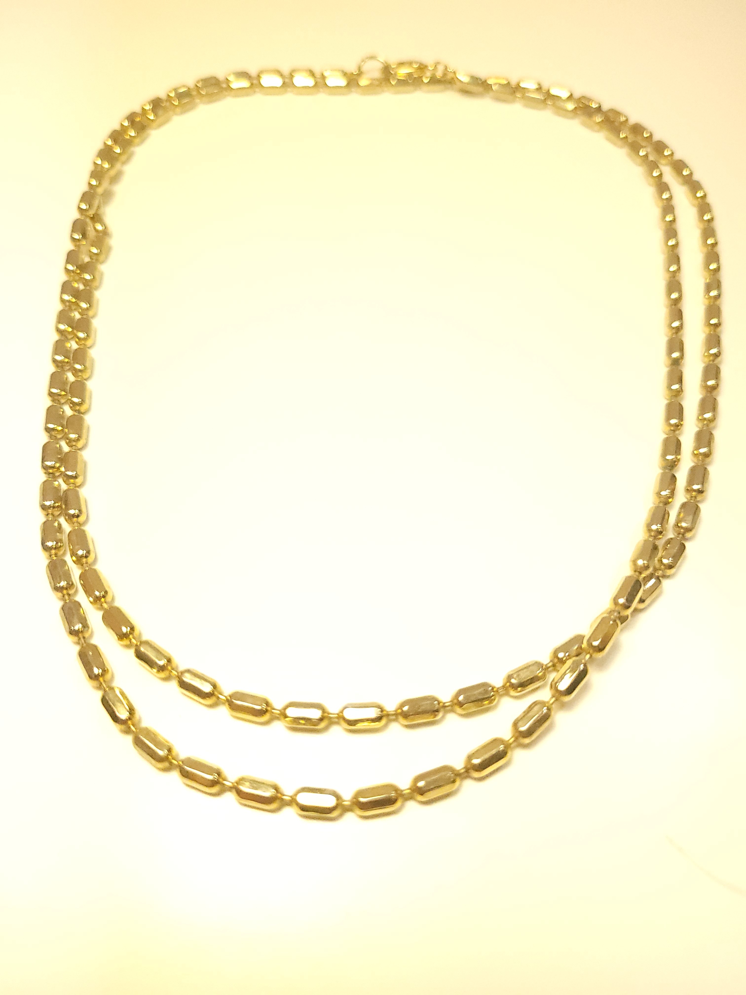 1980s Gold Tone Oval Bead Station Necklace 34.5" Opera Length - photo 5