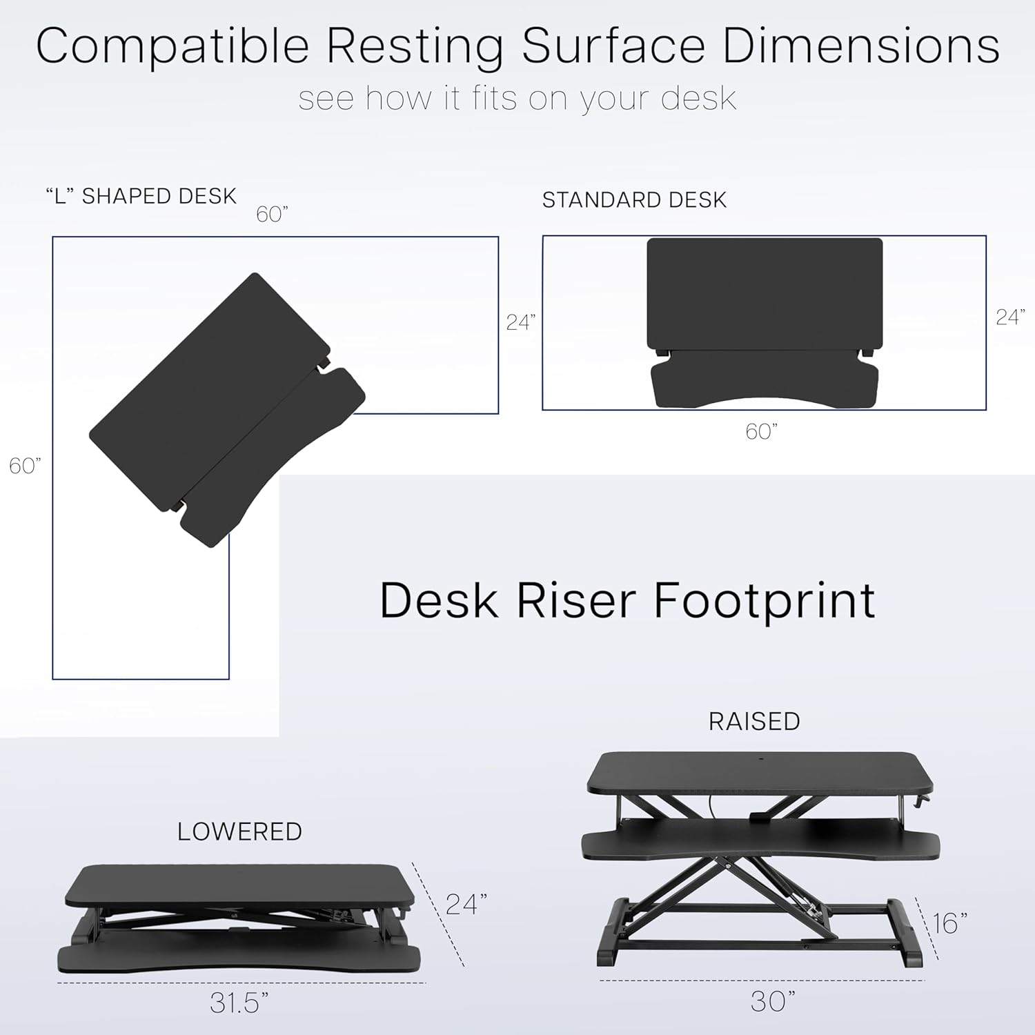 New VIVO Black Height Adjustable Standing Desk Riser - photo 4