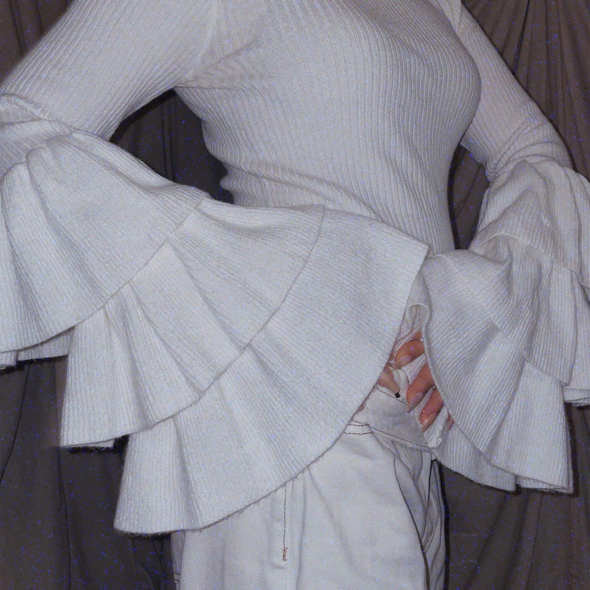 Prince Sweater ★ white knit big ruffle layered sleeves shirt top