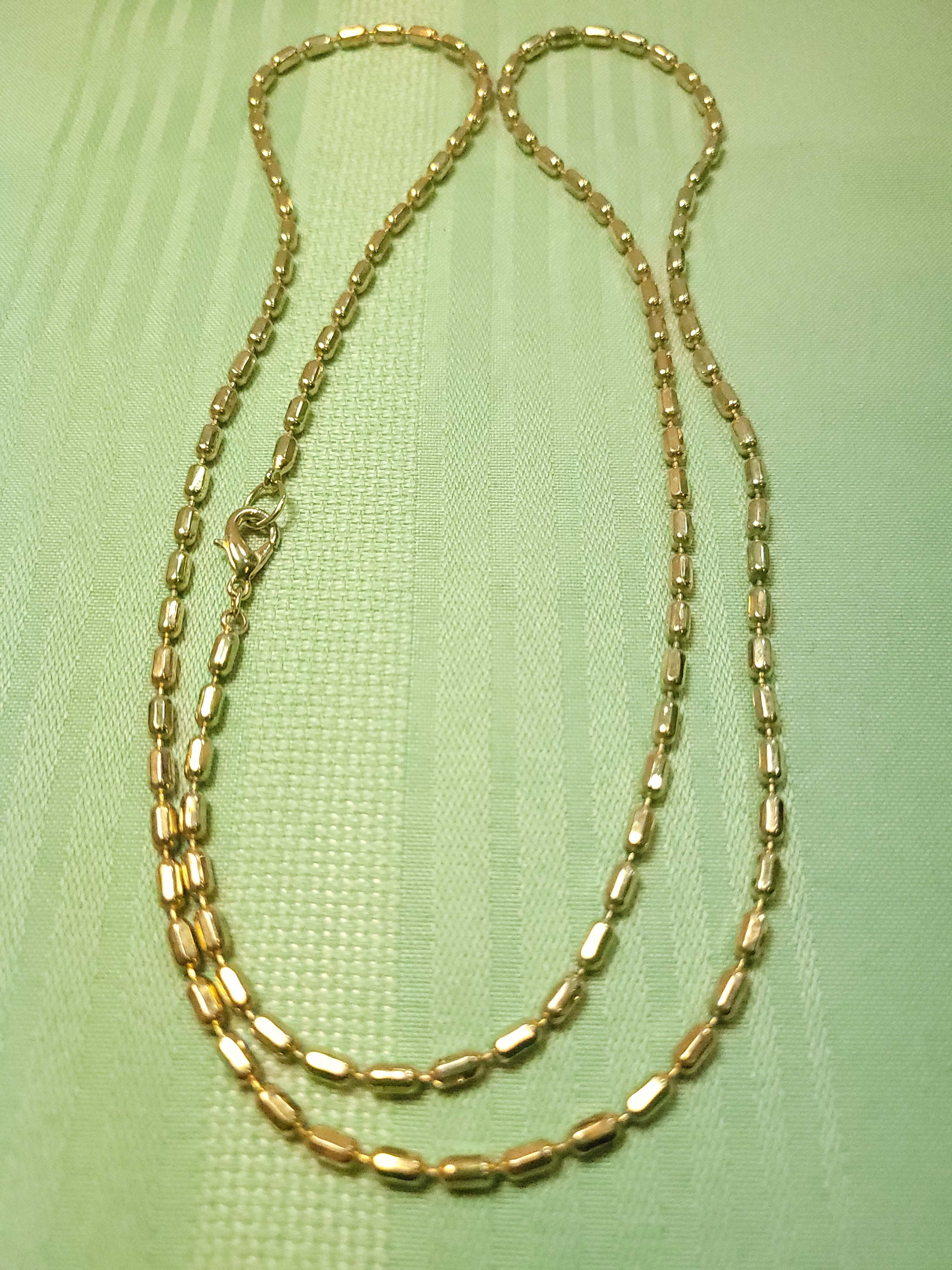 1980s Gold Tone Oval Bead Station Necklace 34.5" Opera Length - photo 2