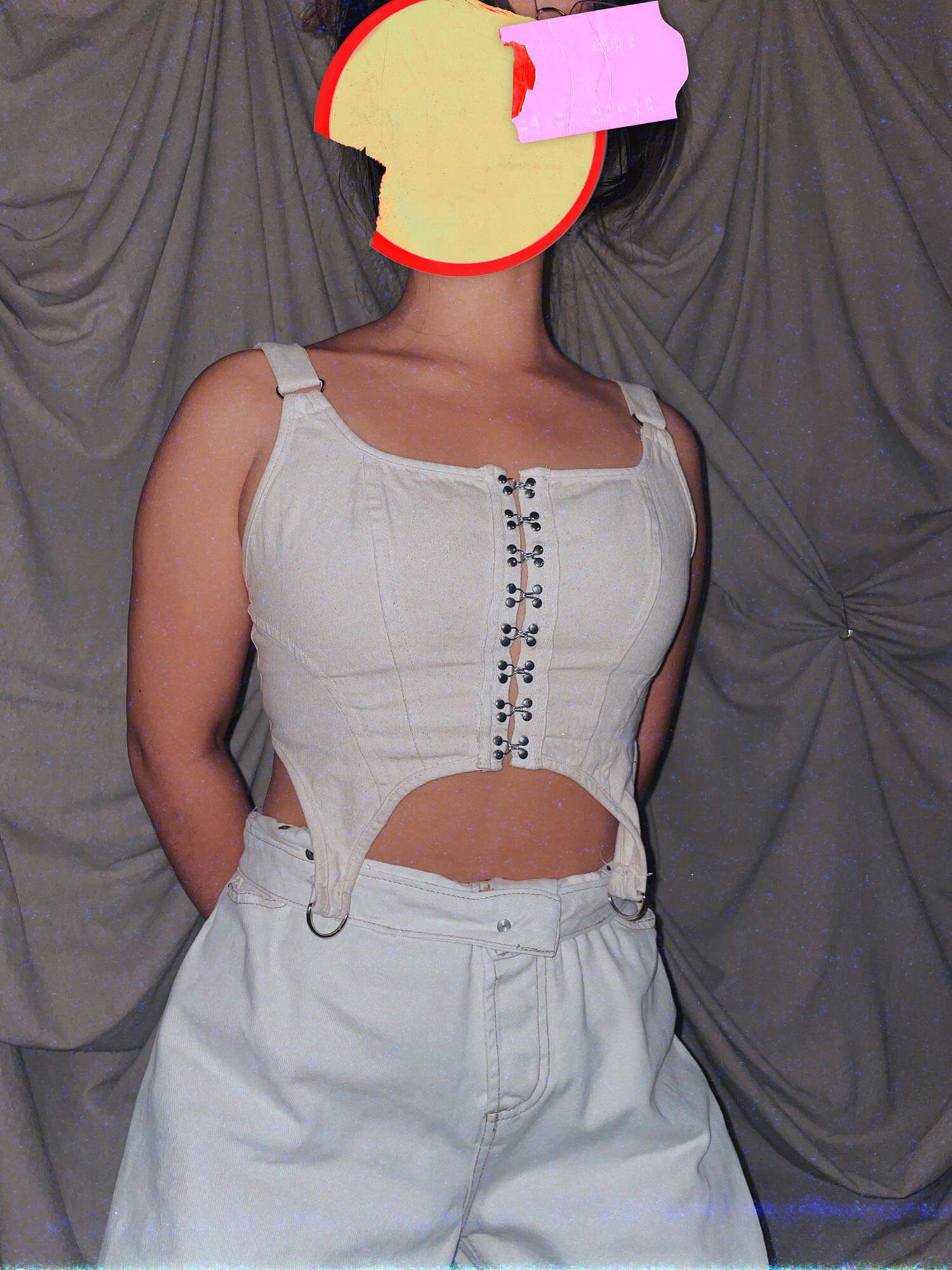 Canvas Corset Crop Top ★ off white tan tank / shirt - photo 4