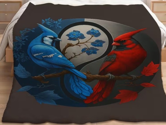Blue Jay and Cardinal Fleece Blanket
