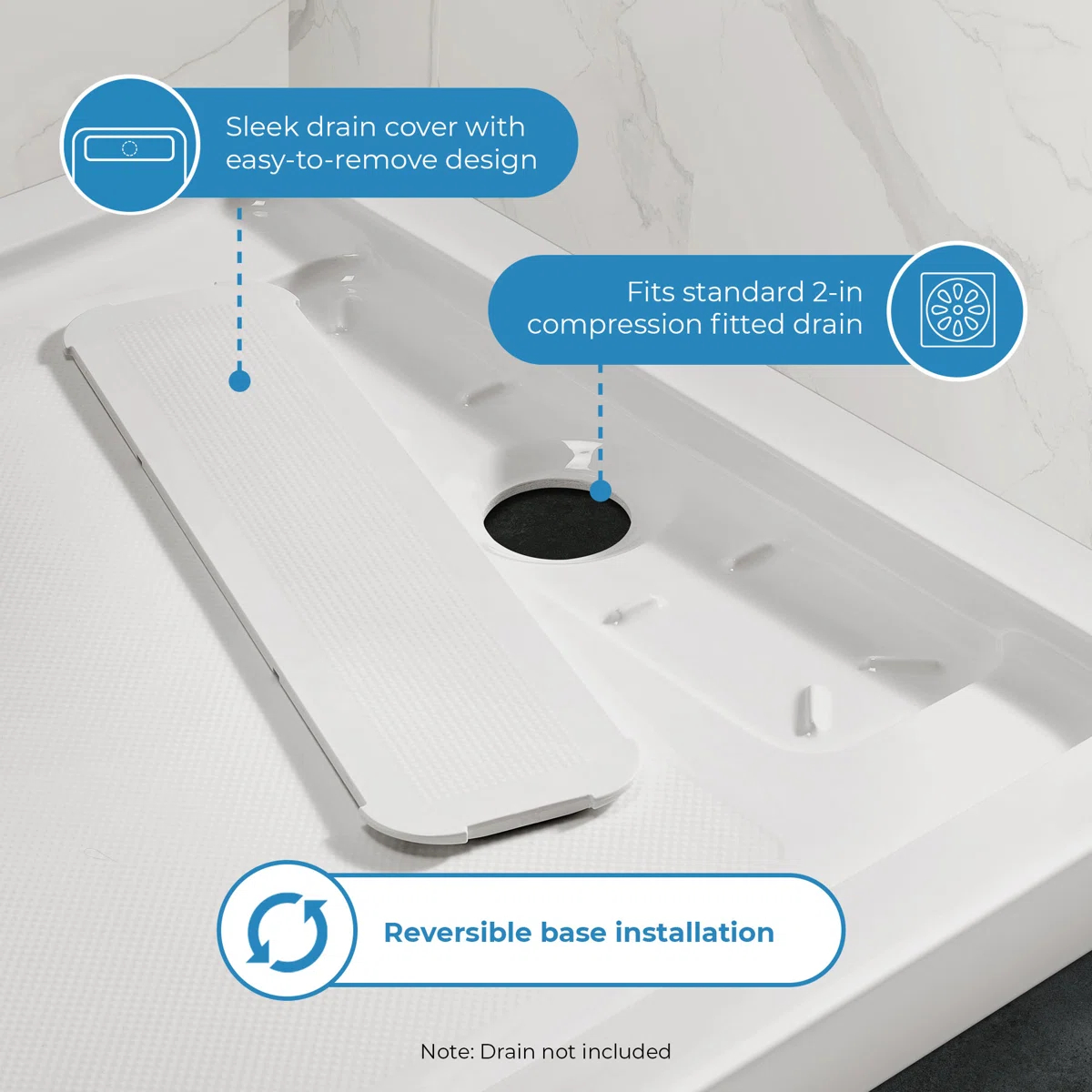 OVE Decors 54-In W X 36-In D Shower Base Pan - photo 5