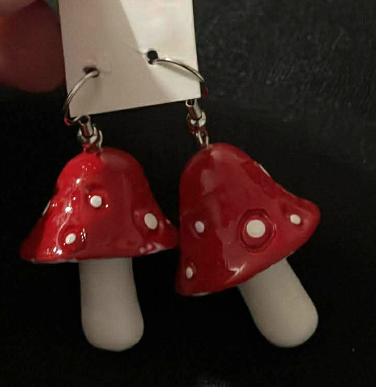 Resin Mushroom Dangle Earrings (New)