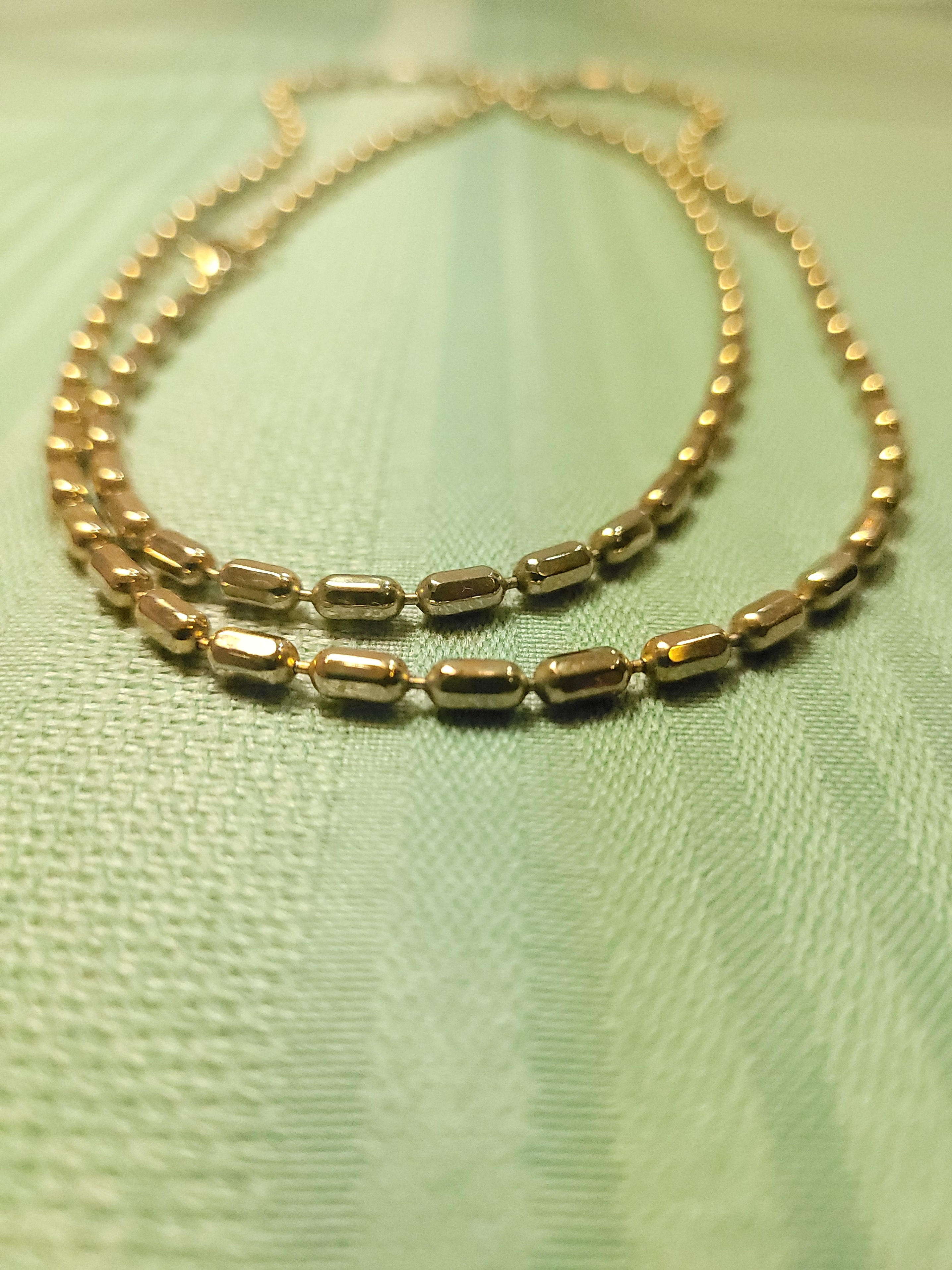 1980s Gold Tone Oval Bead Station Necklace 34.5" Opera Length - photo 4