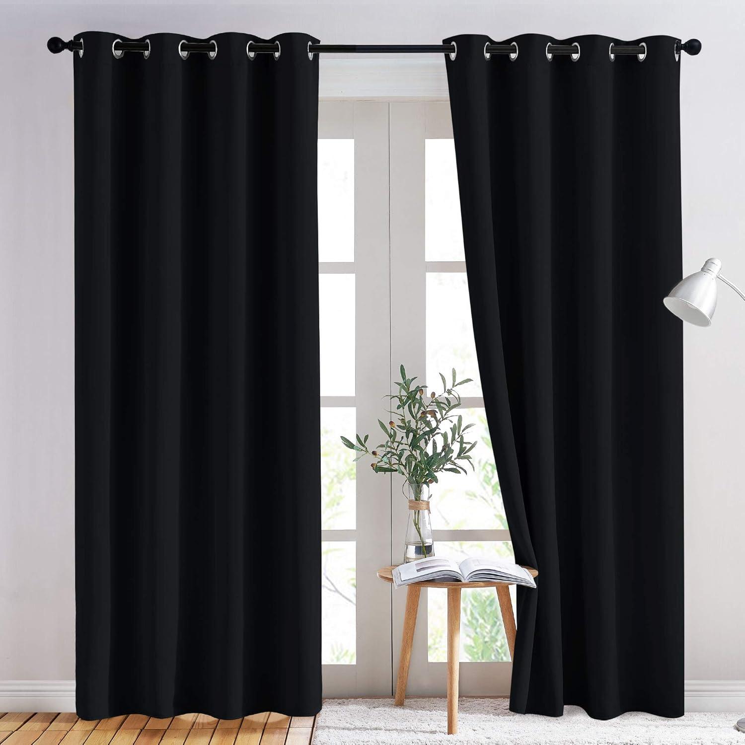 Blackout Curtains - Black, Grommet Top