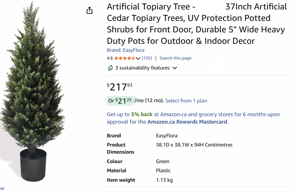 NEW artificial 37" Cedar Topiary Tree - photo 3
