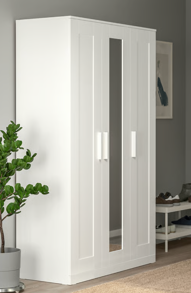 IKEA NEW BRIMNES Wardrobe with 3 doors, white, 46x74 3/4
