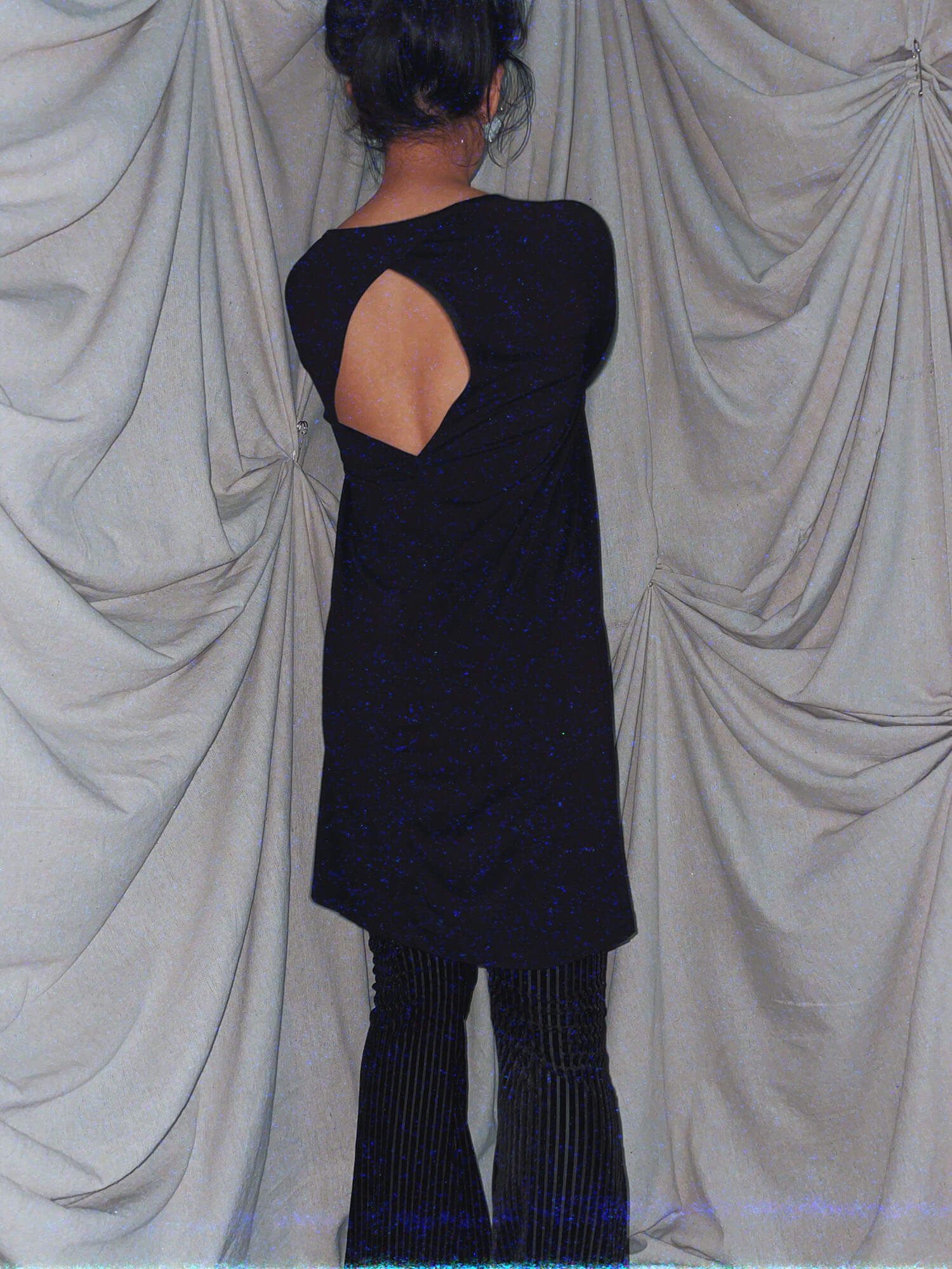 Black cut out 3/4 sleeve shirt dress - photo 4