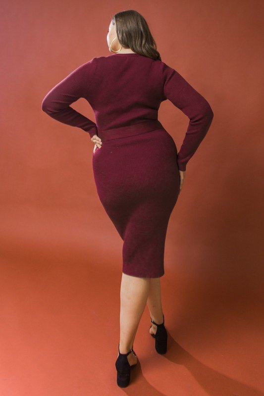 Plus Size Women's Ribbed Sweater Dresses - photo 4
