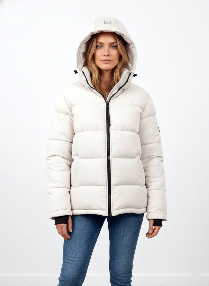 Aritzia TNA The Super Puff Goose Down Puffer Coat Jacket XS Whte