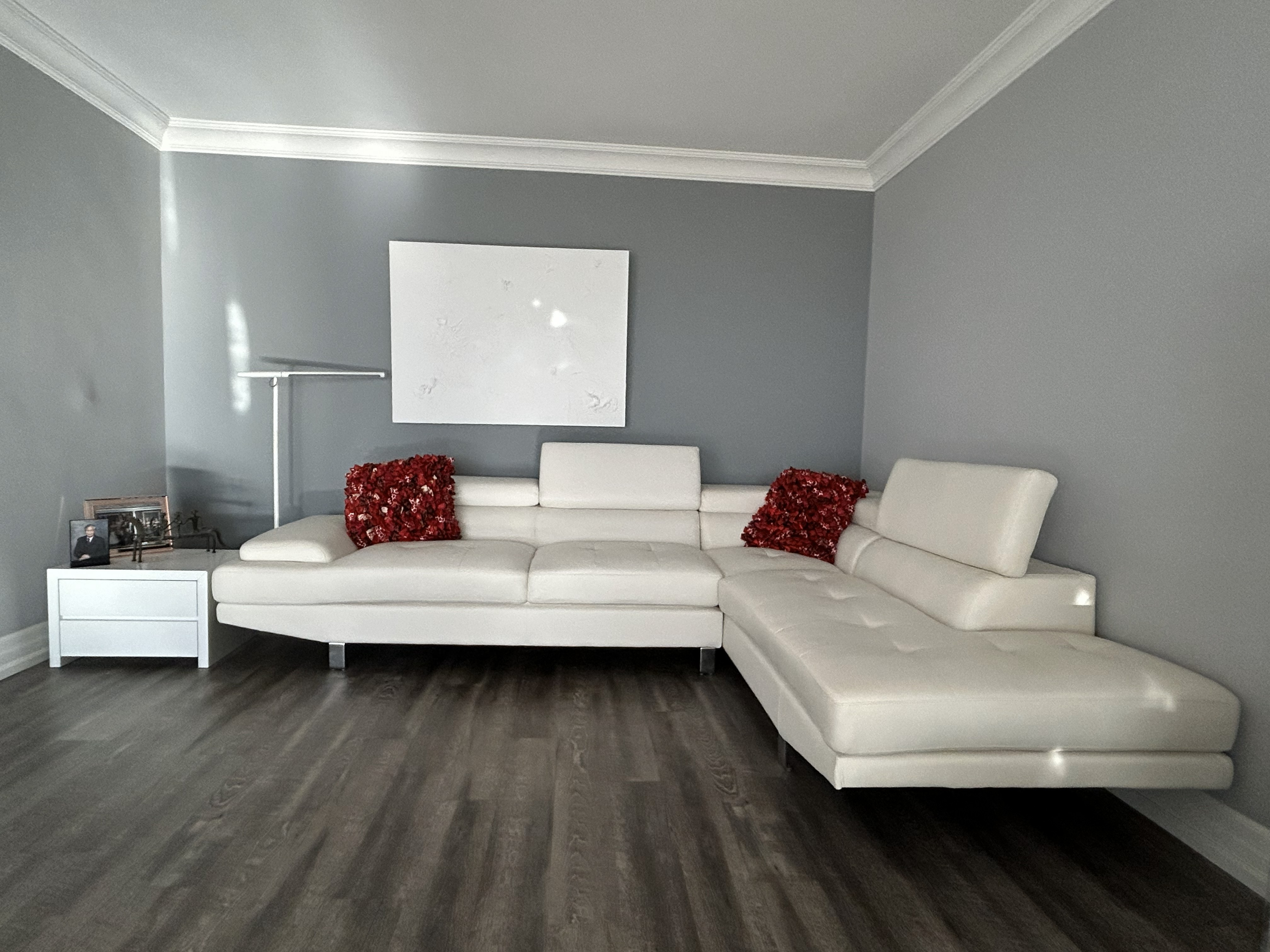 Modern White Sectional - Vegan Leather