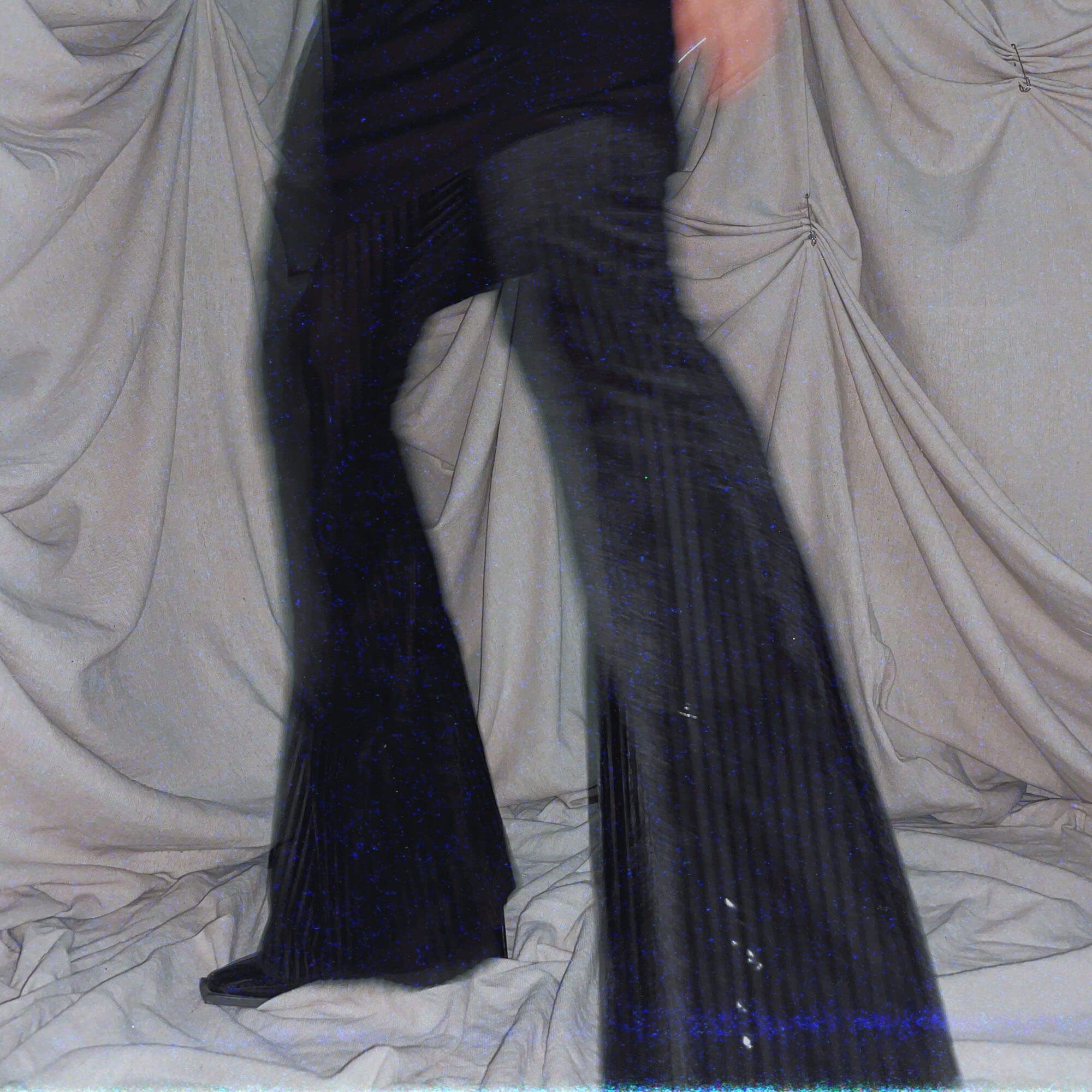 Sheer Stripe Disco Pants * Black velvet flare bottoms