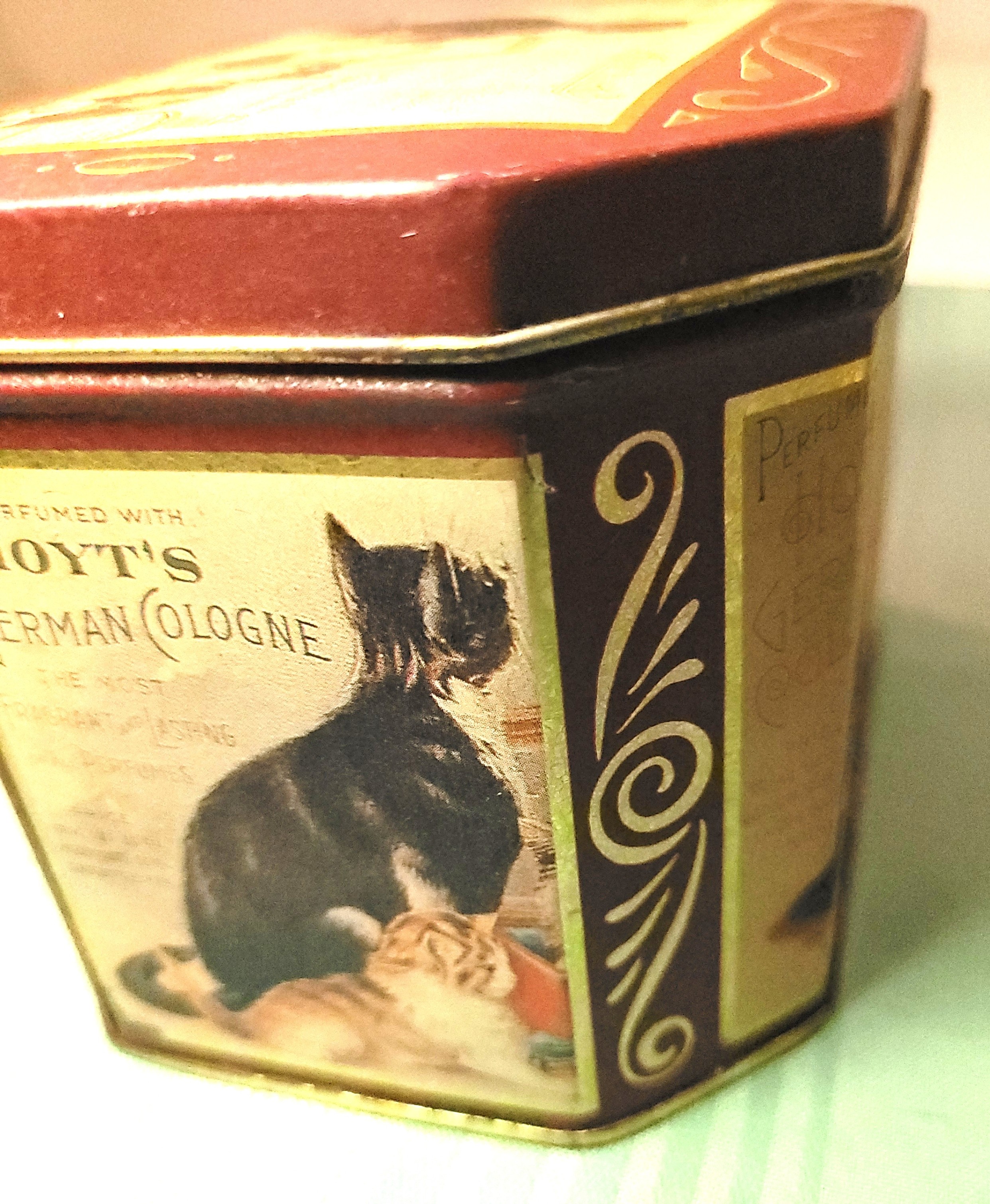 1981 Bristolware Hoyt’s German Cologne Tin - Kittens & Child - photo 2