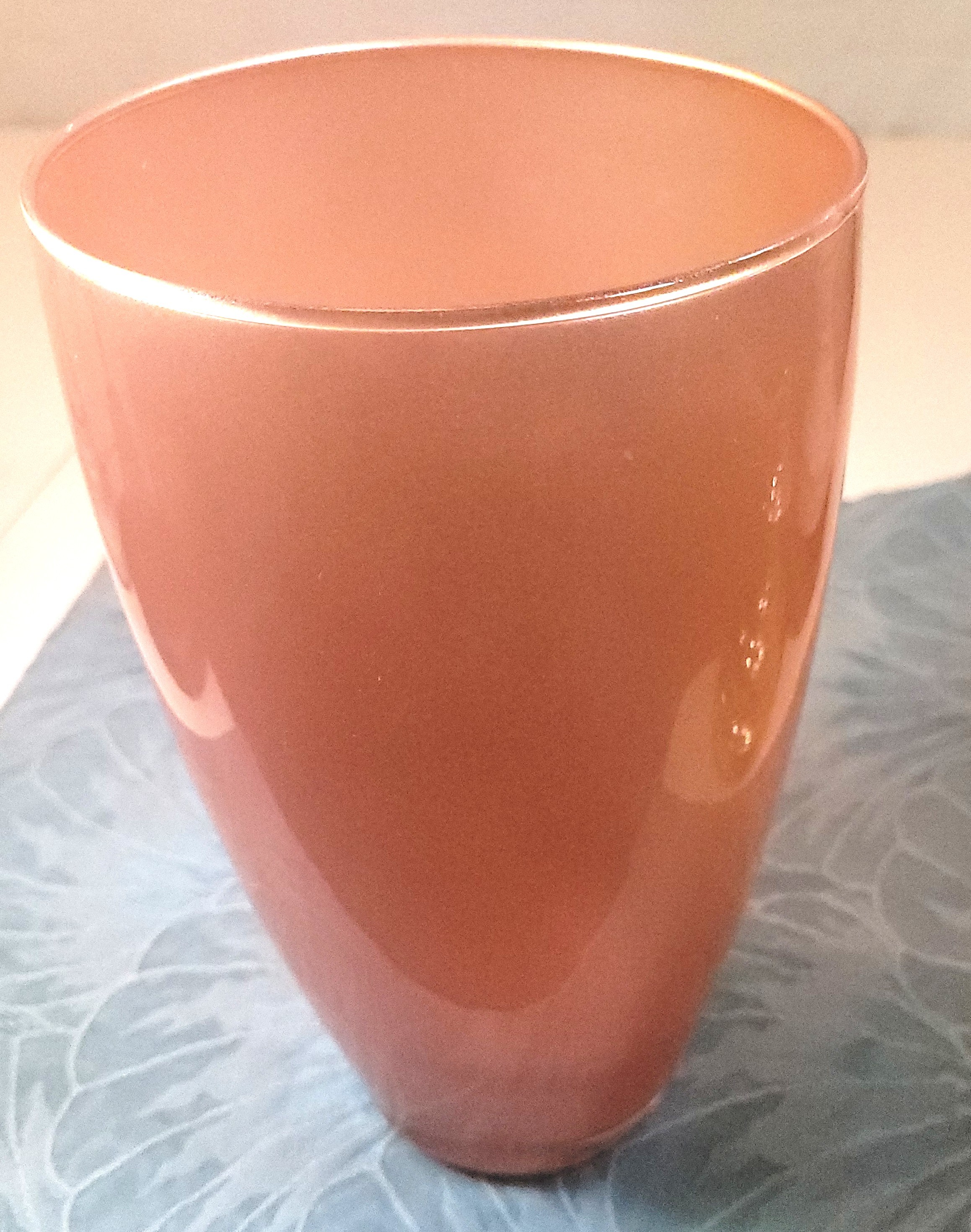 Teleflora Peach Satin Glass Vase 10" - Shimmering Pearlized