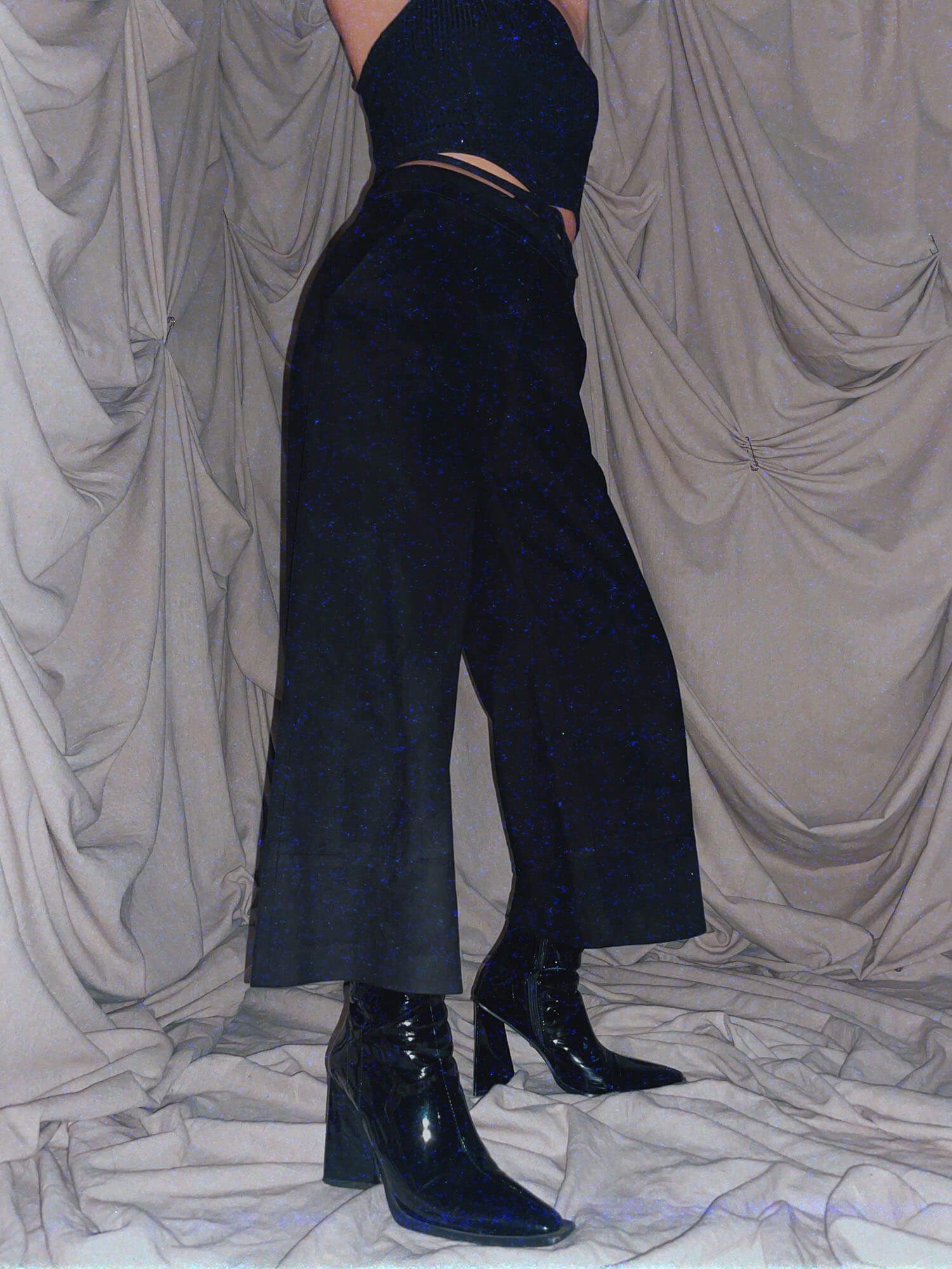 Suede Culottes * Black boxy wide leg capri pants - photo 4