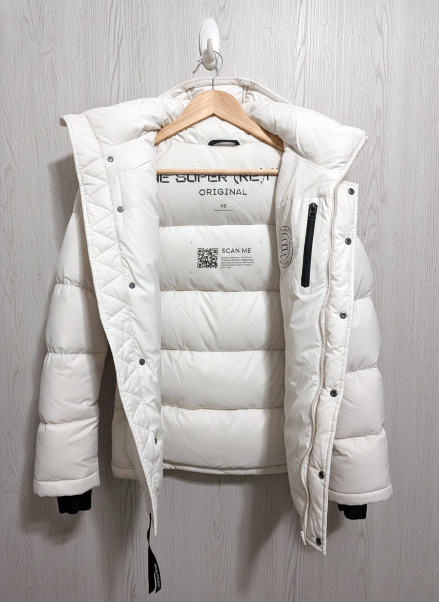 Aritzia TNA The Super Puff Goose Down Puffer Coat Jacket XS Whte - photo 5