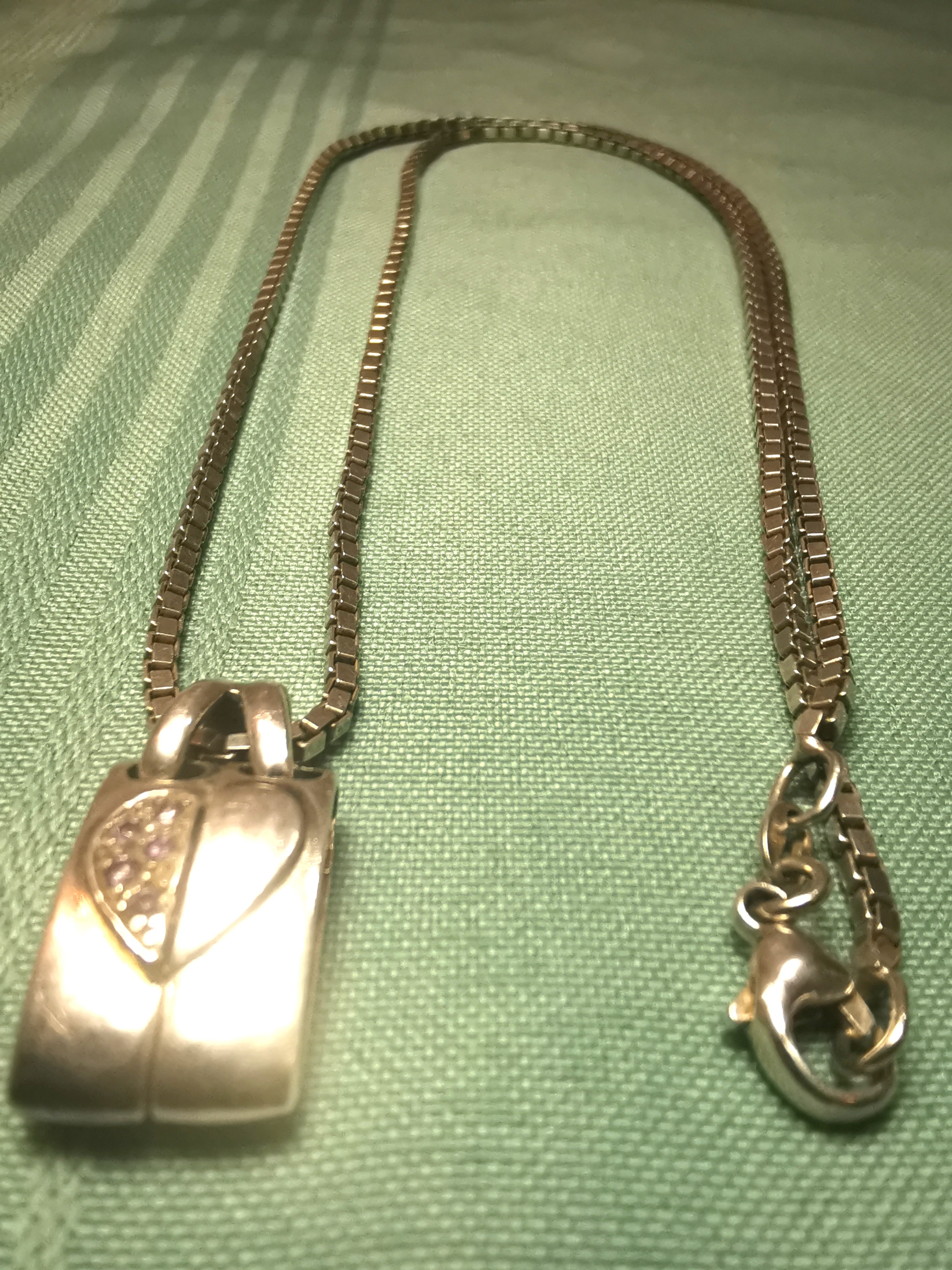 ITALY Sterling Silver 17g Box Chain and Heart Pendant Both 925 - photo 5