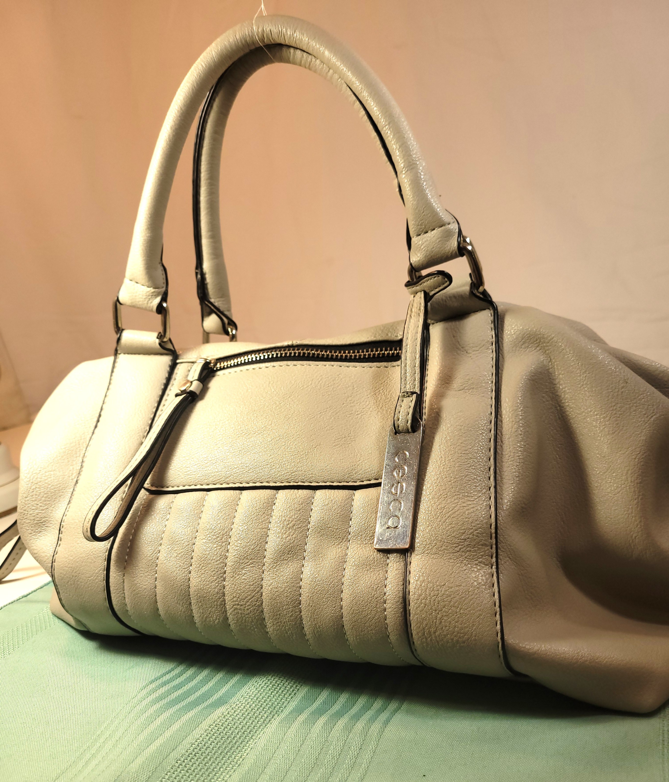 Cesca London New York Large Satchel Handbag Brown Vegan Leather