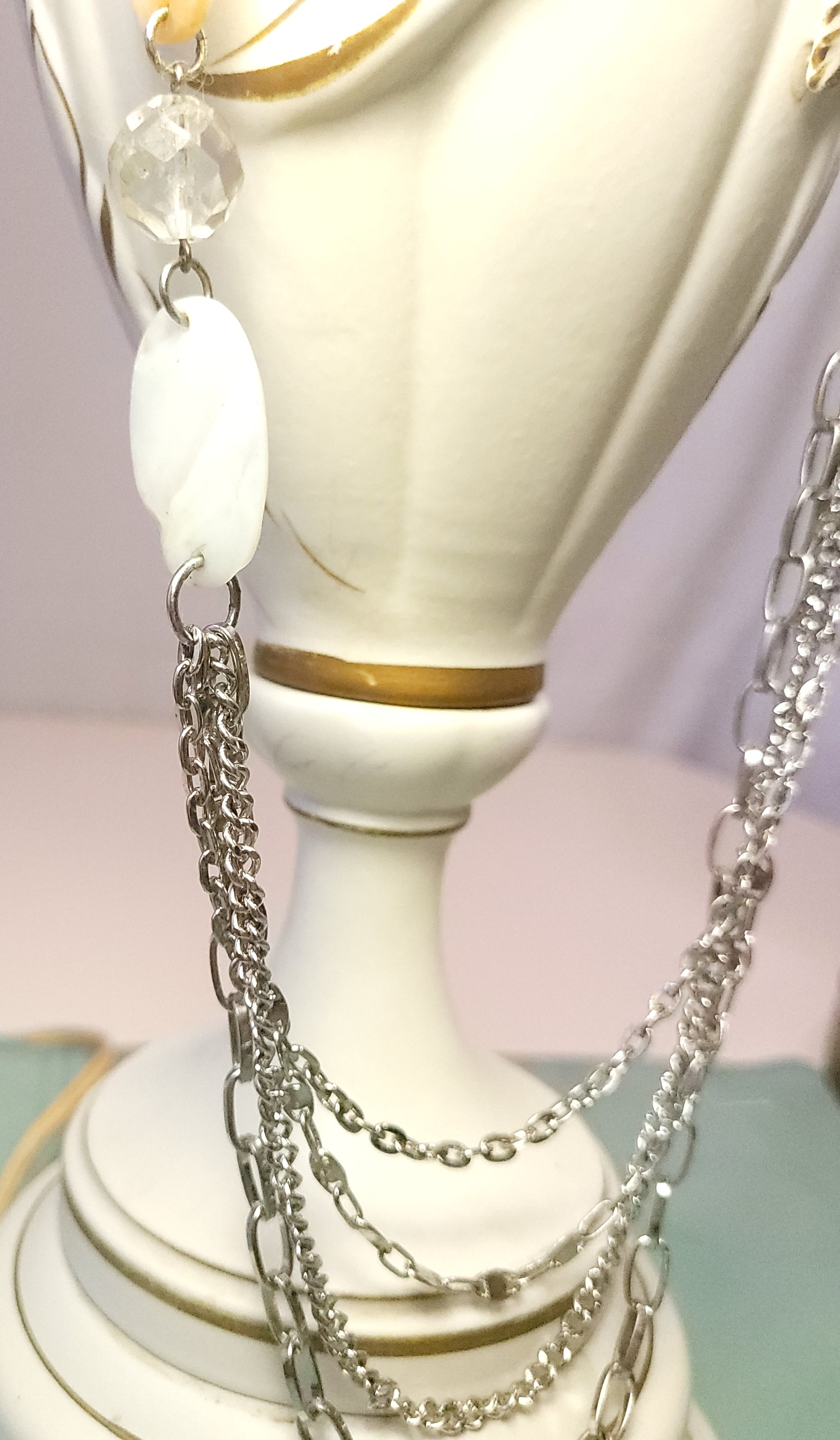 Vintage 4-Strand Silver Tone Statement Necklace 37" - photo 4