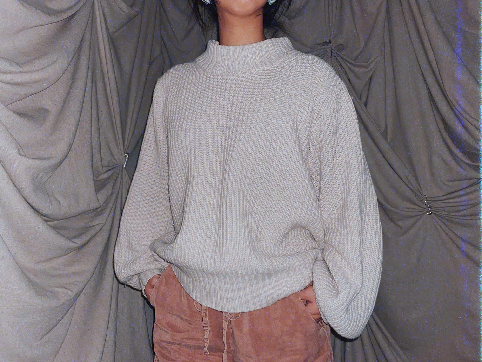 tan knit boxy oversized sleeve sweater womens shirt top - photo 2