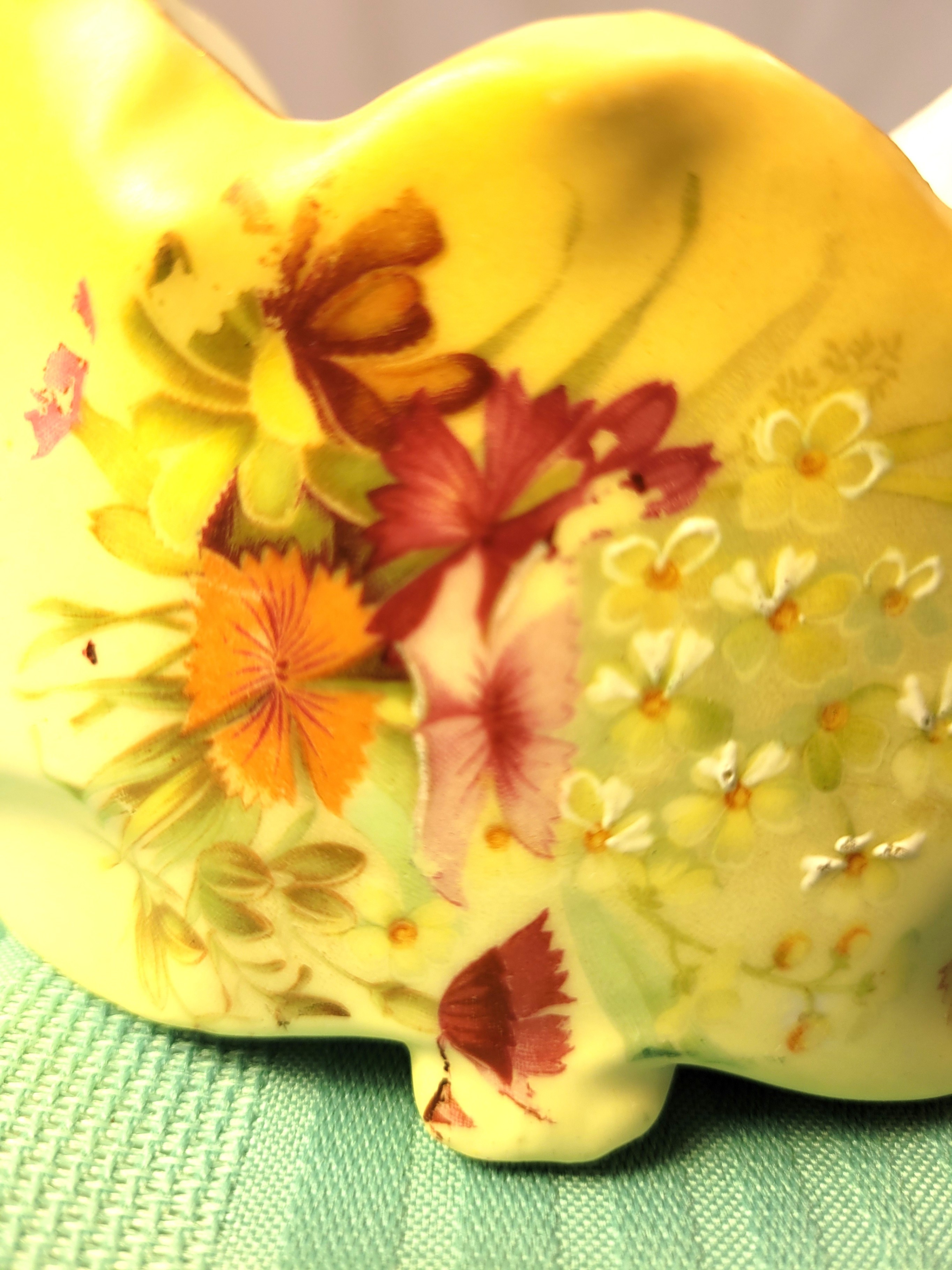 1950s Japan Hand Painted Porcelain Basket Planter Yellow Floral - photo 2