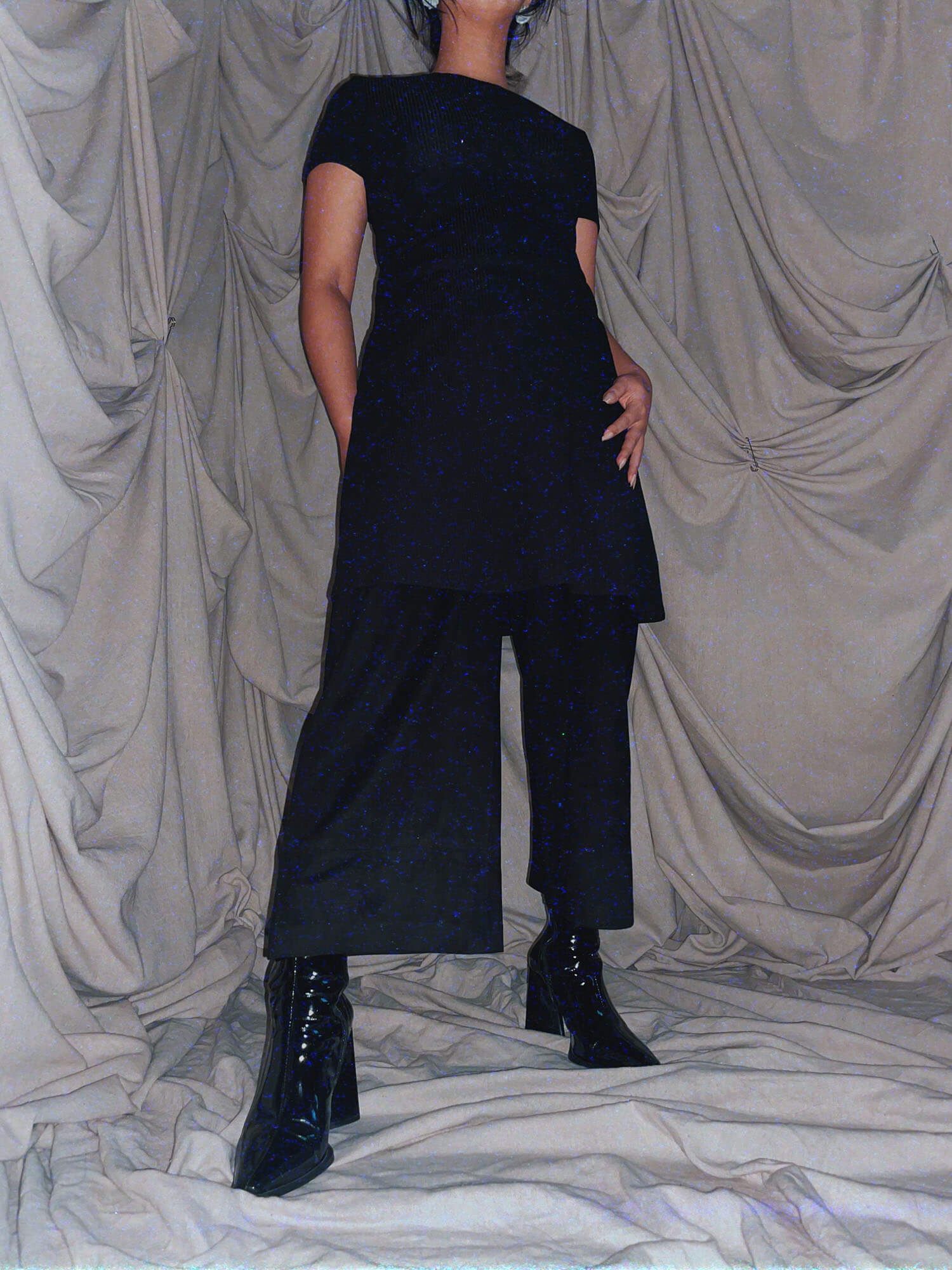Suede Culottes * Black boxy wide leg capri pants - photo 3