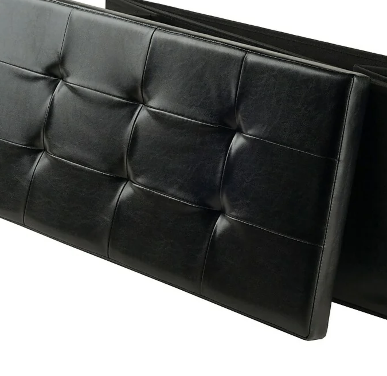 ORNAVO HOME Foldable Ottoman with Storage, Tufted Faux-Leather - photo 3