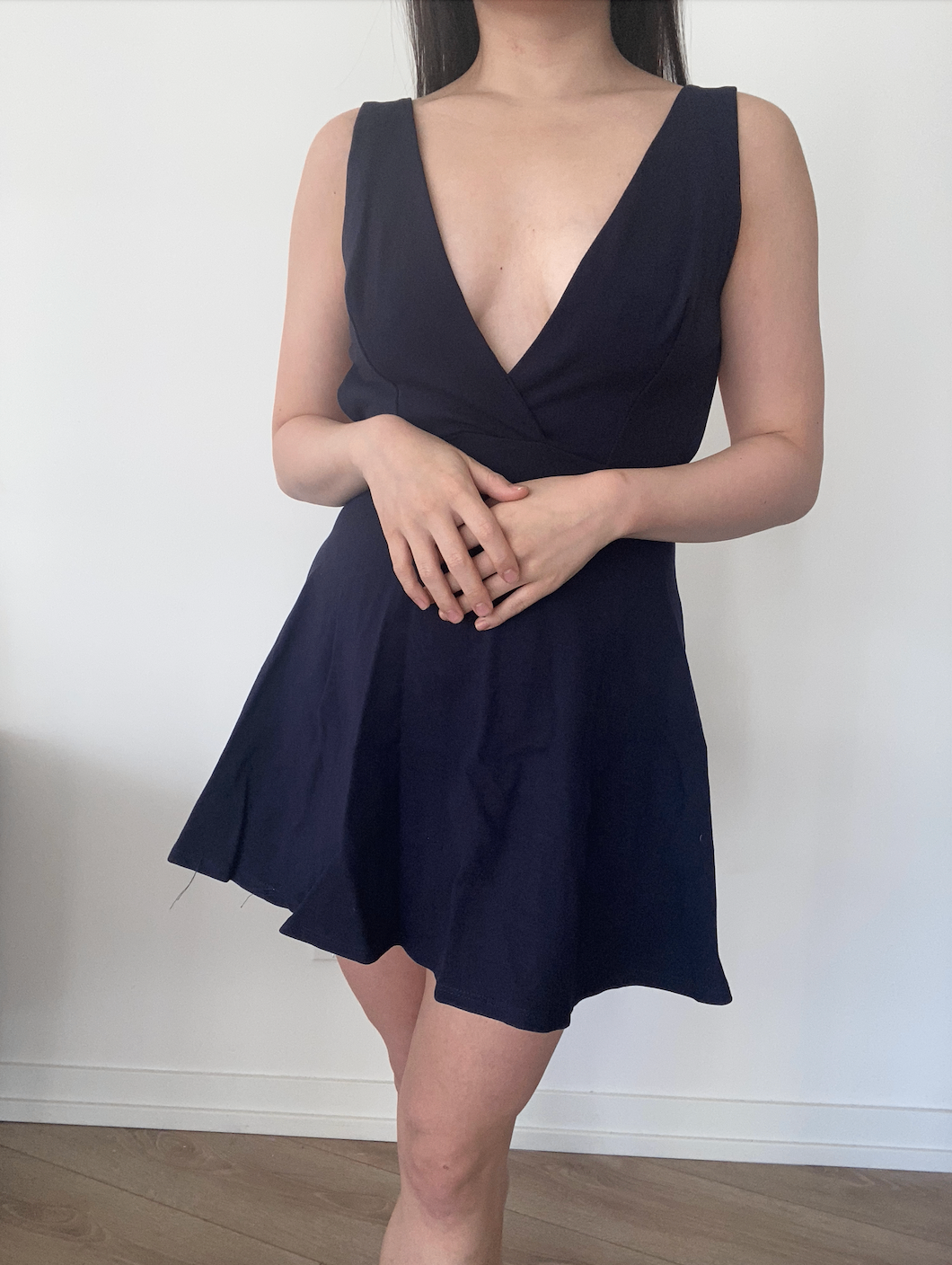 [NEW] Navy Blue Deep-V Lulu's Dress