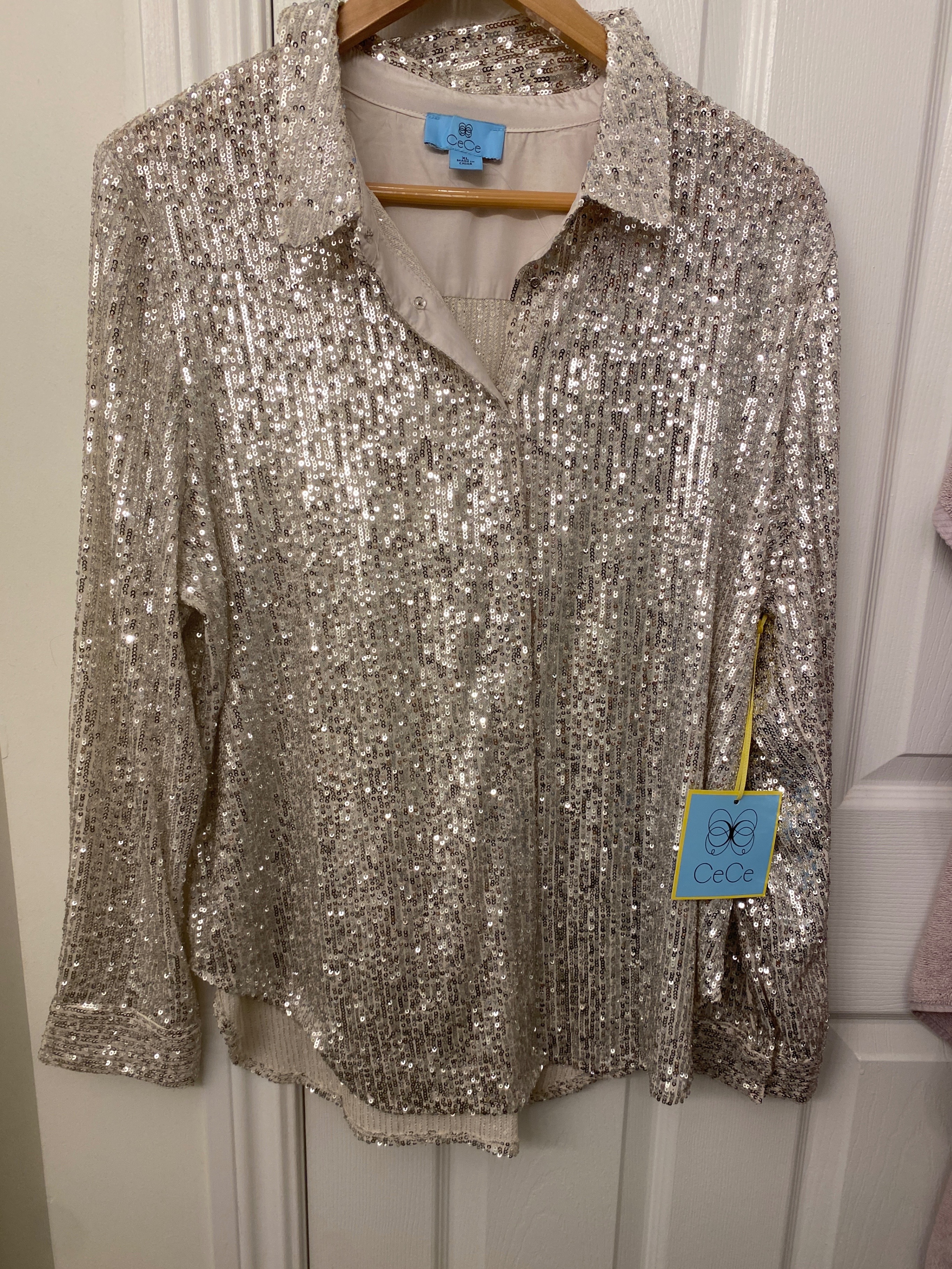 CeCe Sequin Blouse - Size XL