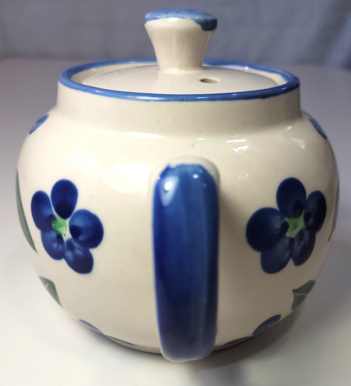 Vtg 1970s Chinese Jingdezhen Porcelain Teapot Blue Hand Painted - photo 4