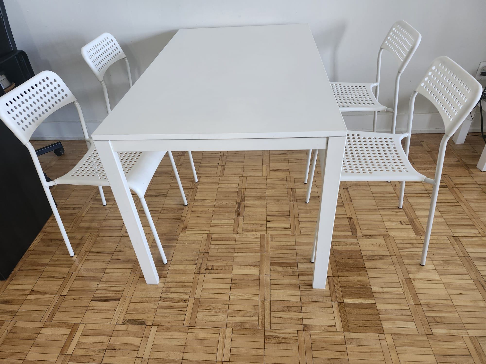 IKEA White Table with 4 Chairs