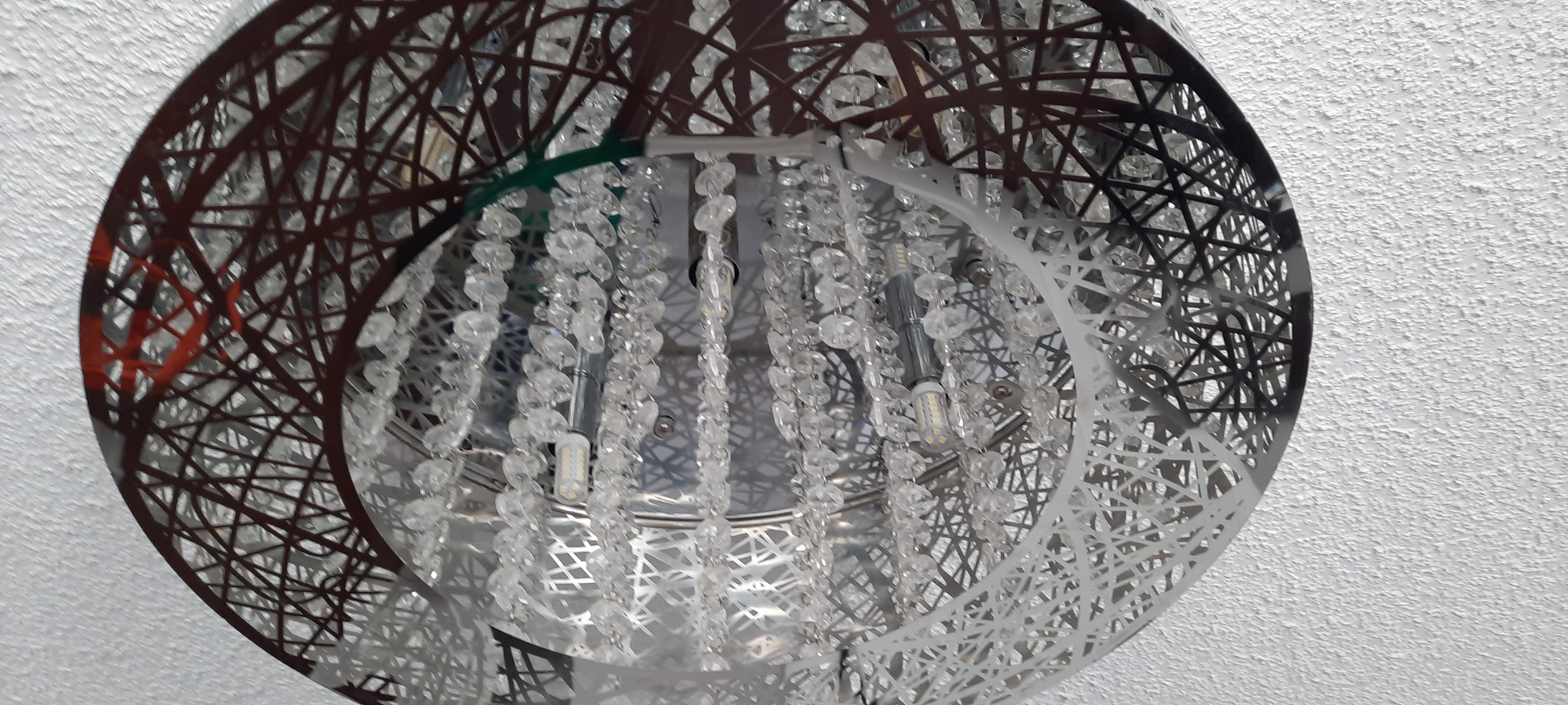 5 Light Stainless Steel Chandelier with Laser Cut Mirror. - photo 2