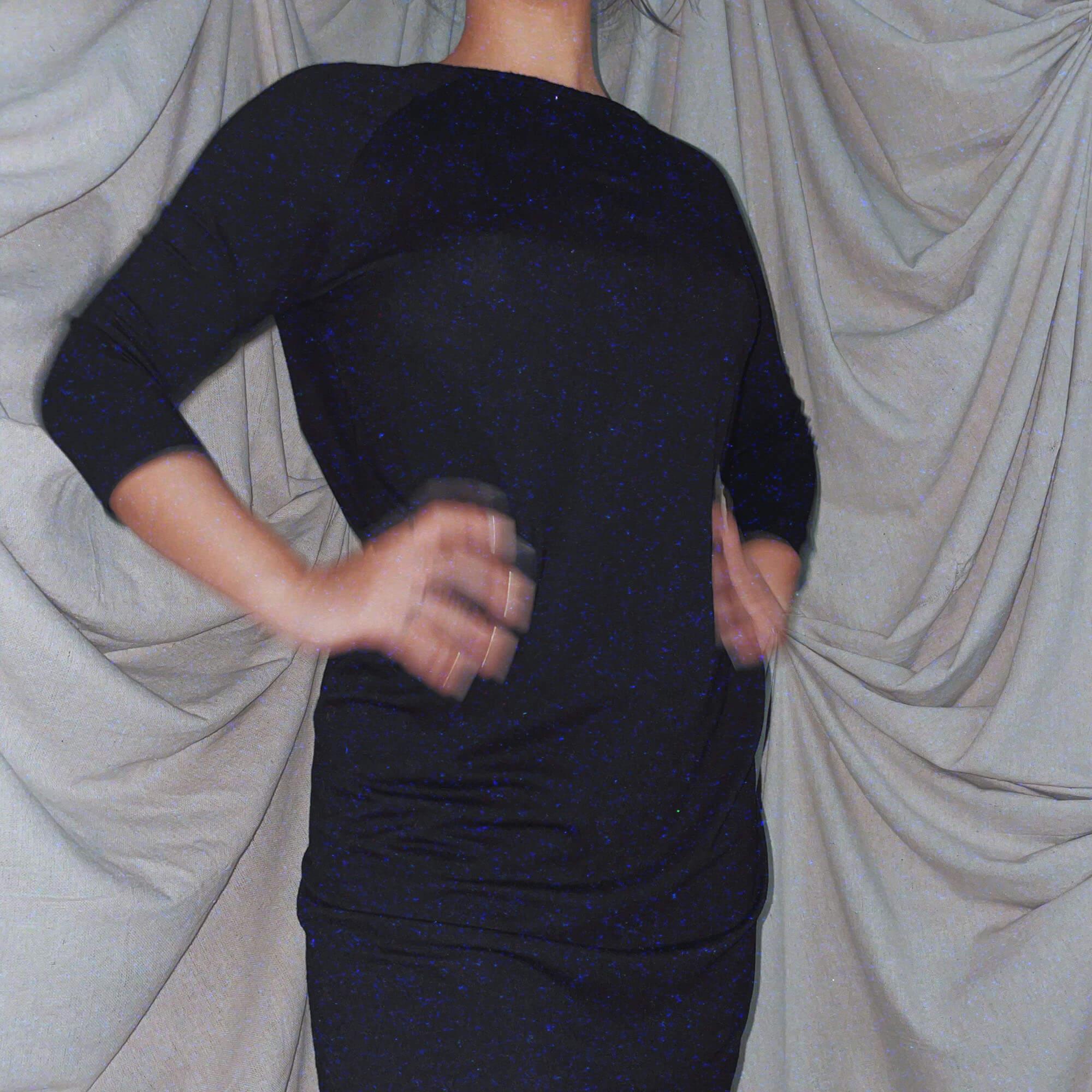Black cut out 3/4 sleeve shirt dress