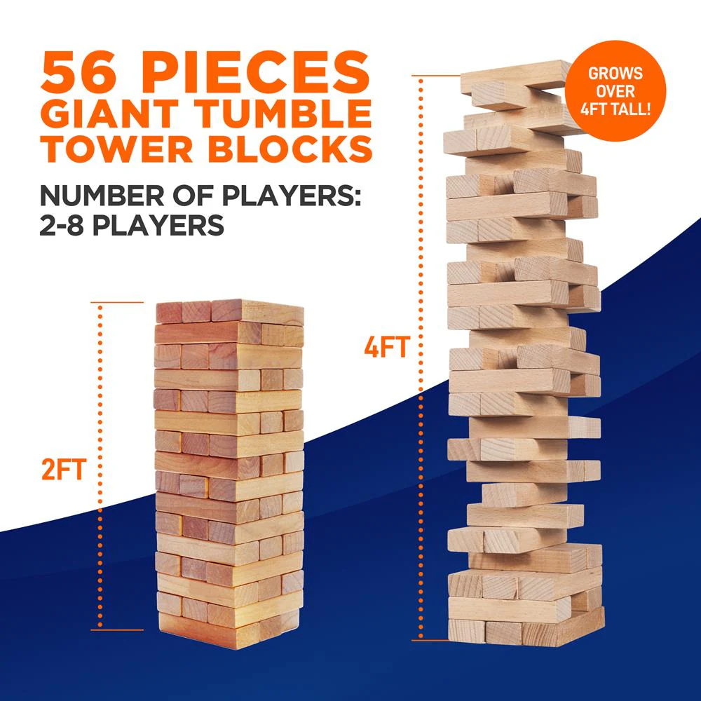 56 PCS Giant Tumble Tower Blocks Game! - photo 3