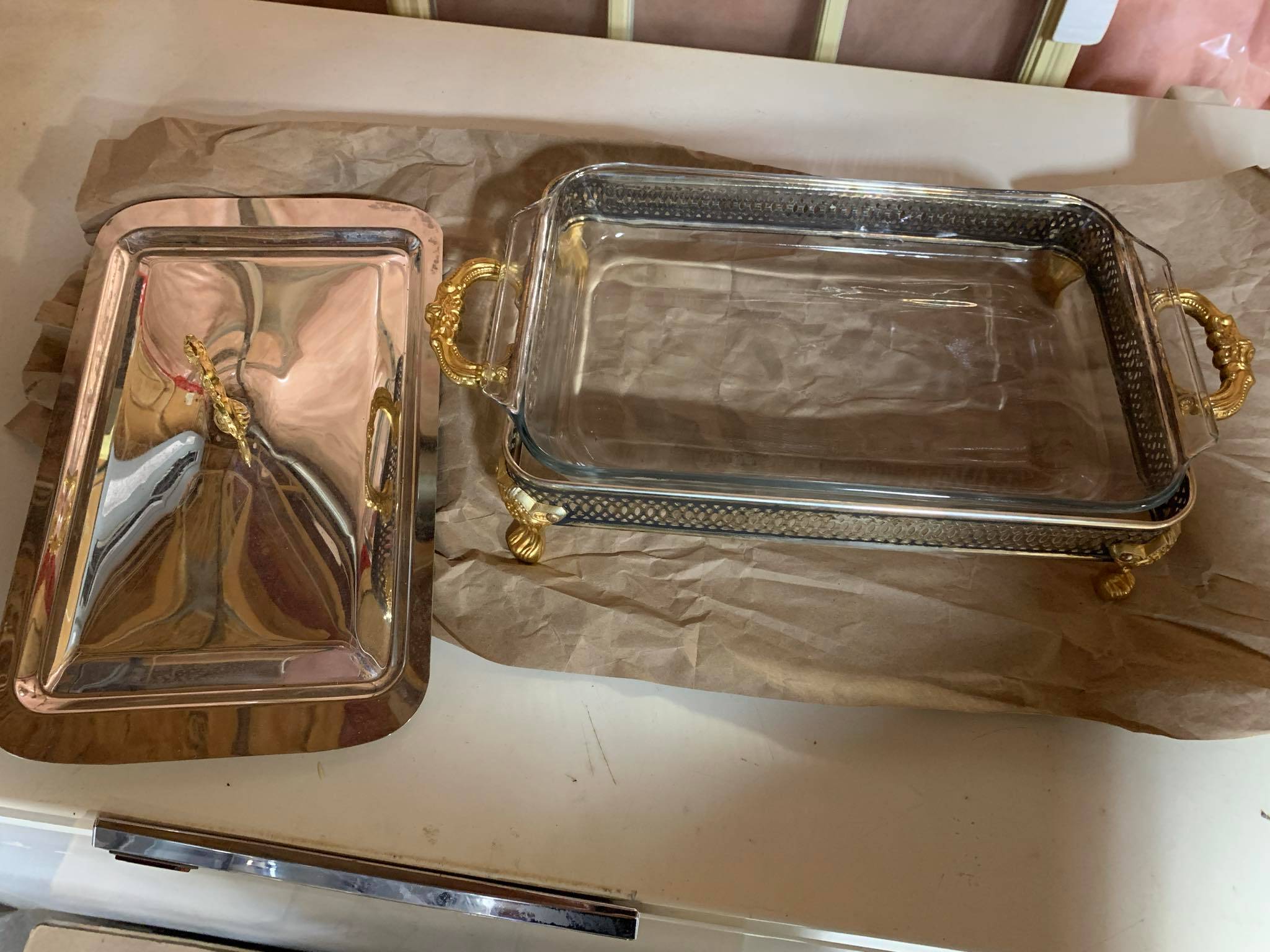 Silver plated with Glass Serving Dish with Lid