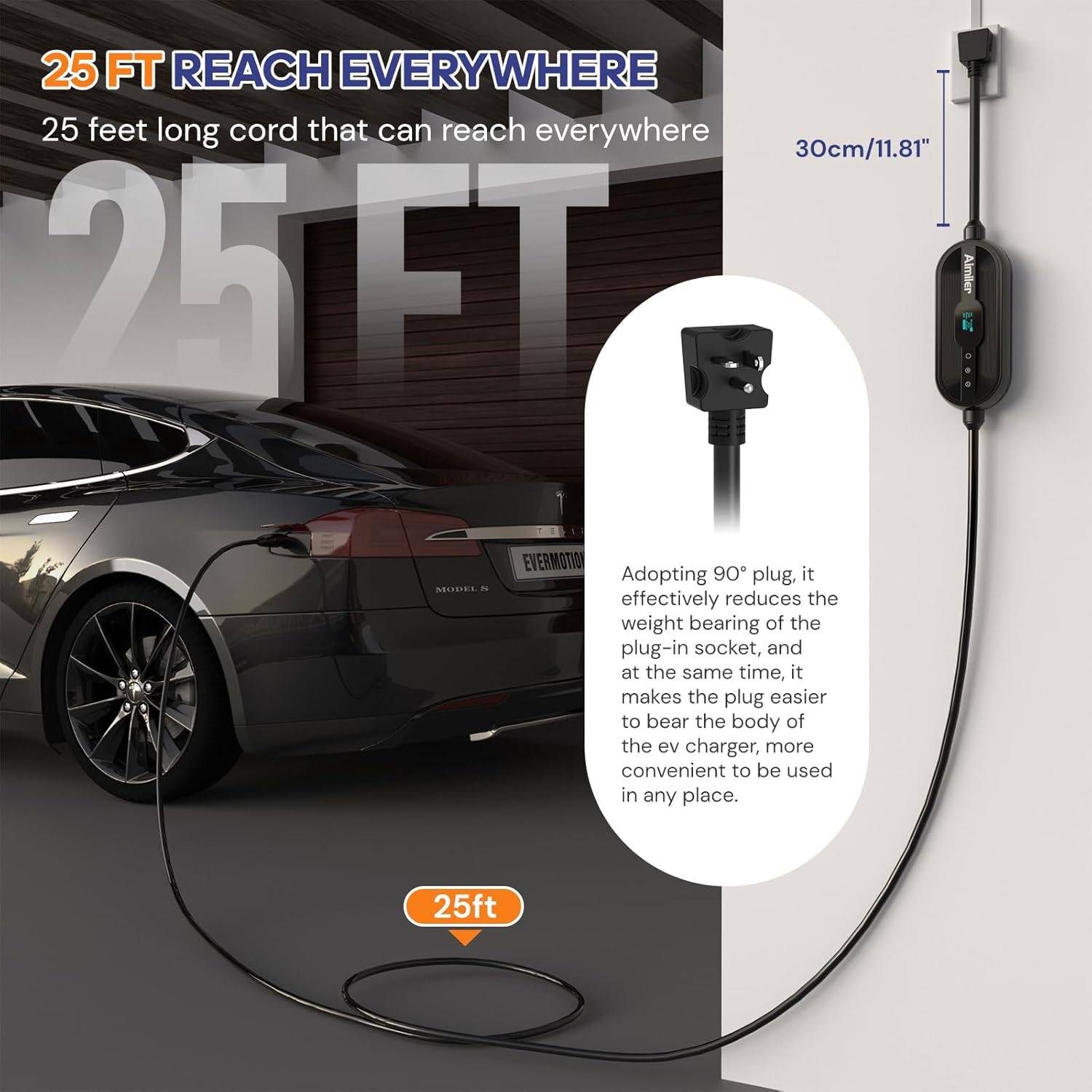 AIMILER Level 1/2 EV Charger for Tesla - photo 2