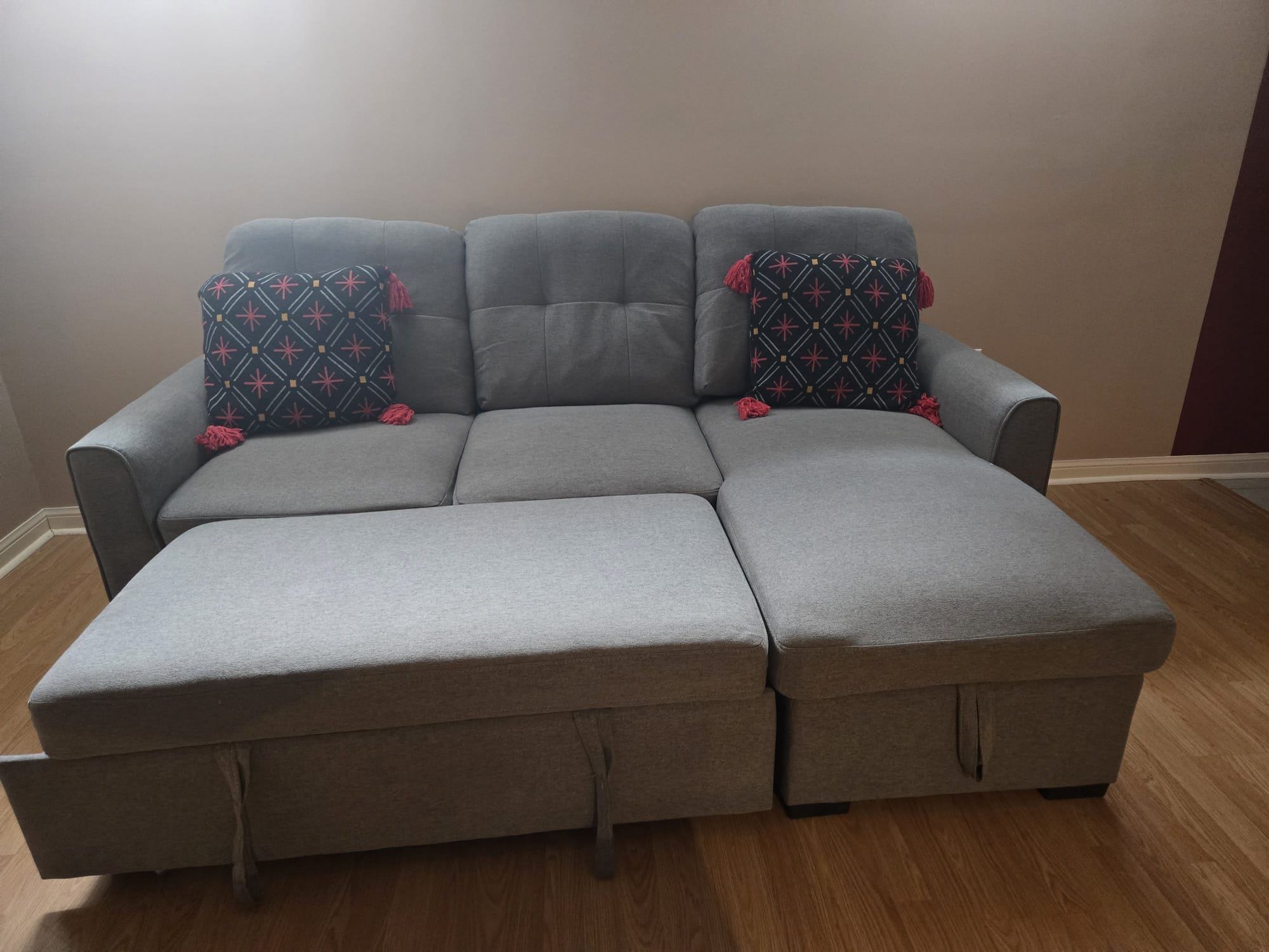 Grey Sectional Sofa with Pull-Out Bed - photo 2