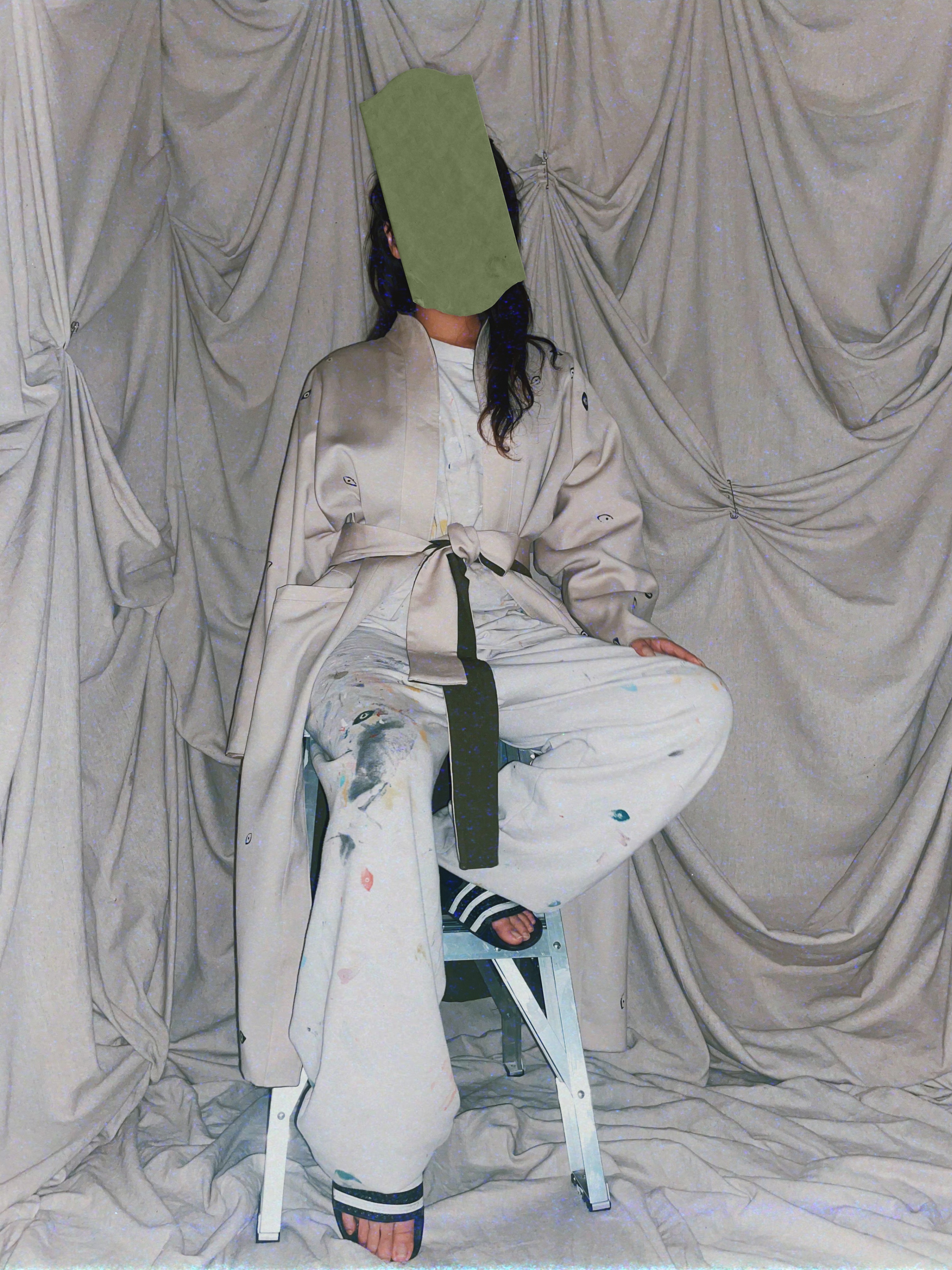 Han Coat ★ unisex reversible maxi robe hand made + painted - photo 4