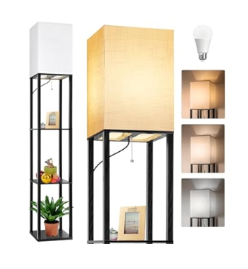 Dott Arts Floor Lamp with Shelves, 3 Color LED Bulb White) - photo 2